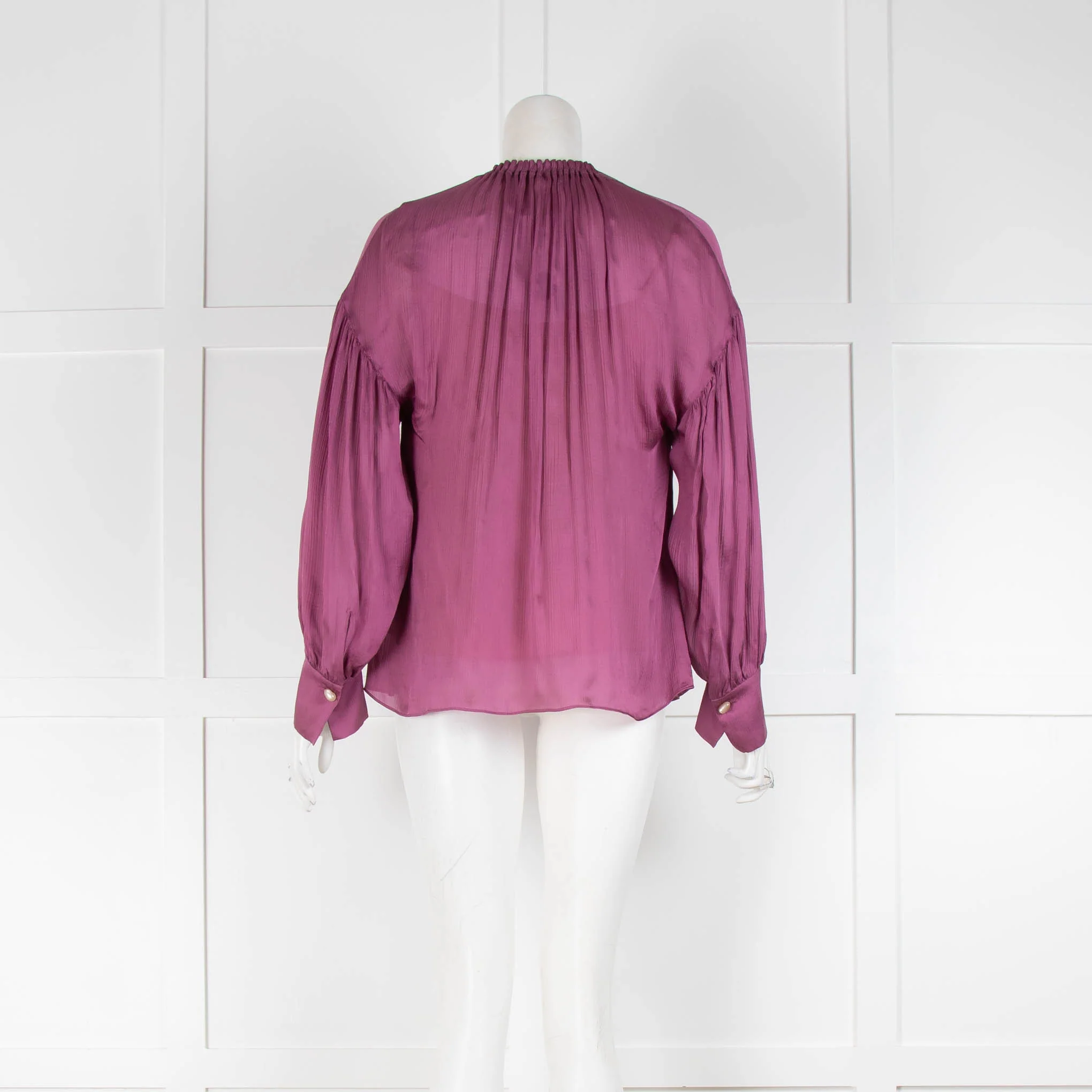 Vince Purple Silk Beige Vest Long Sleeve Blouse - Image 3