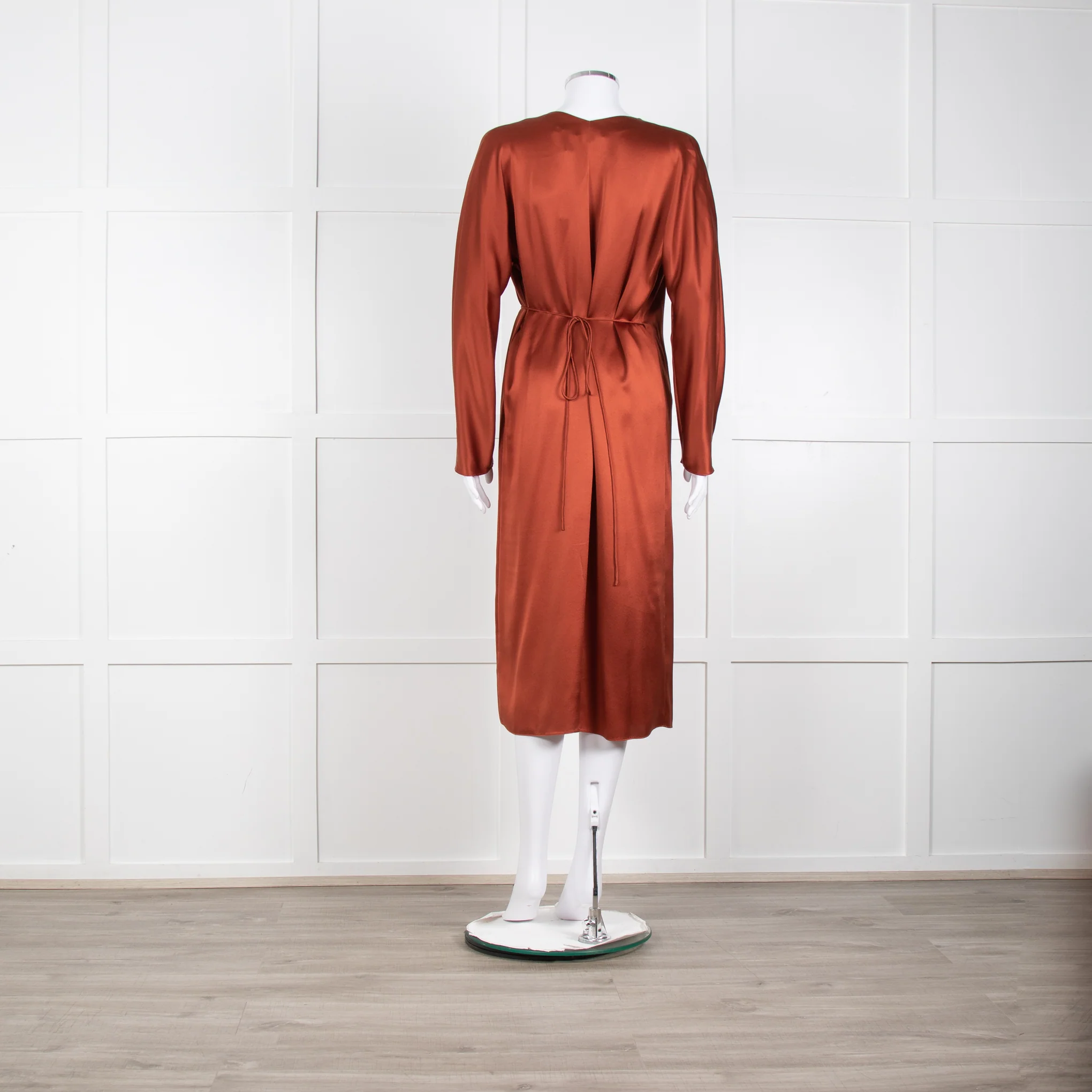 Vince Rust Coloured Silk Wrap Dress - Image 5