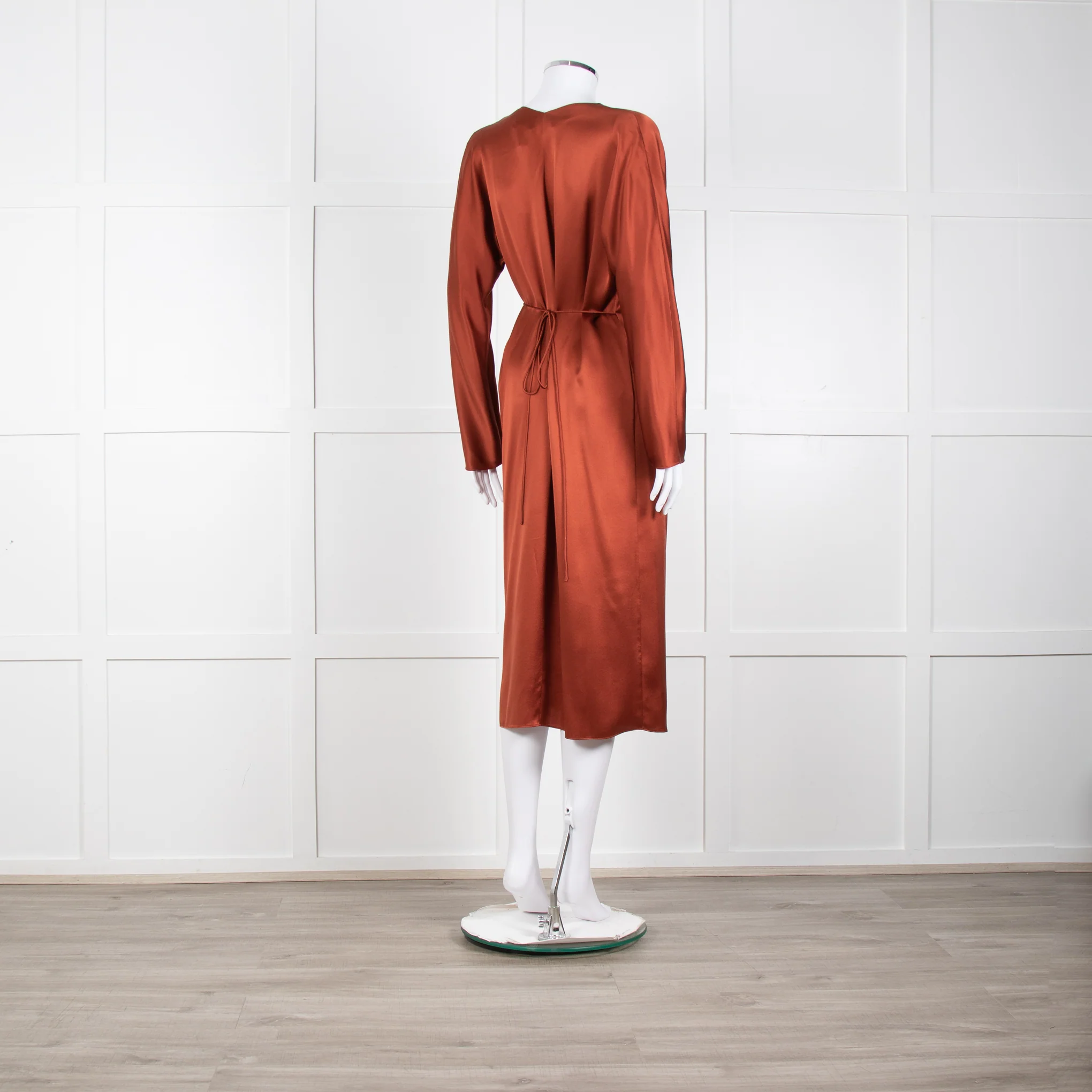 Vince Rust Coloured Silk Wrap Dress - Image 6