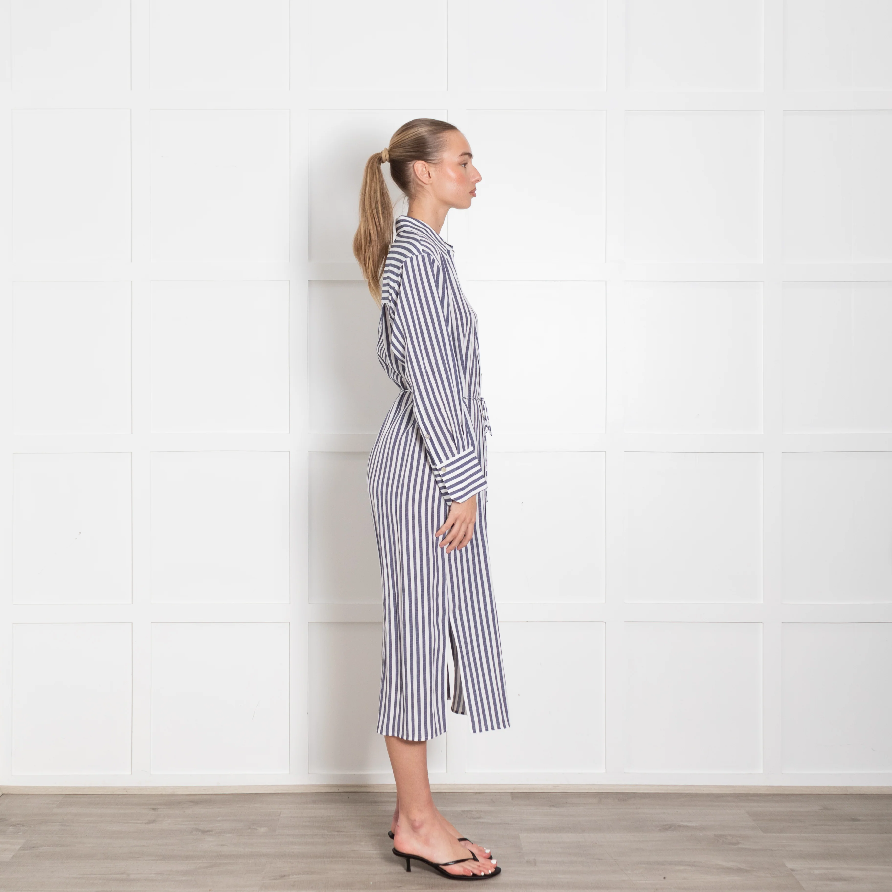 Vince White Blue Coast Striped Belted Shirt Dress - Image 6