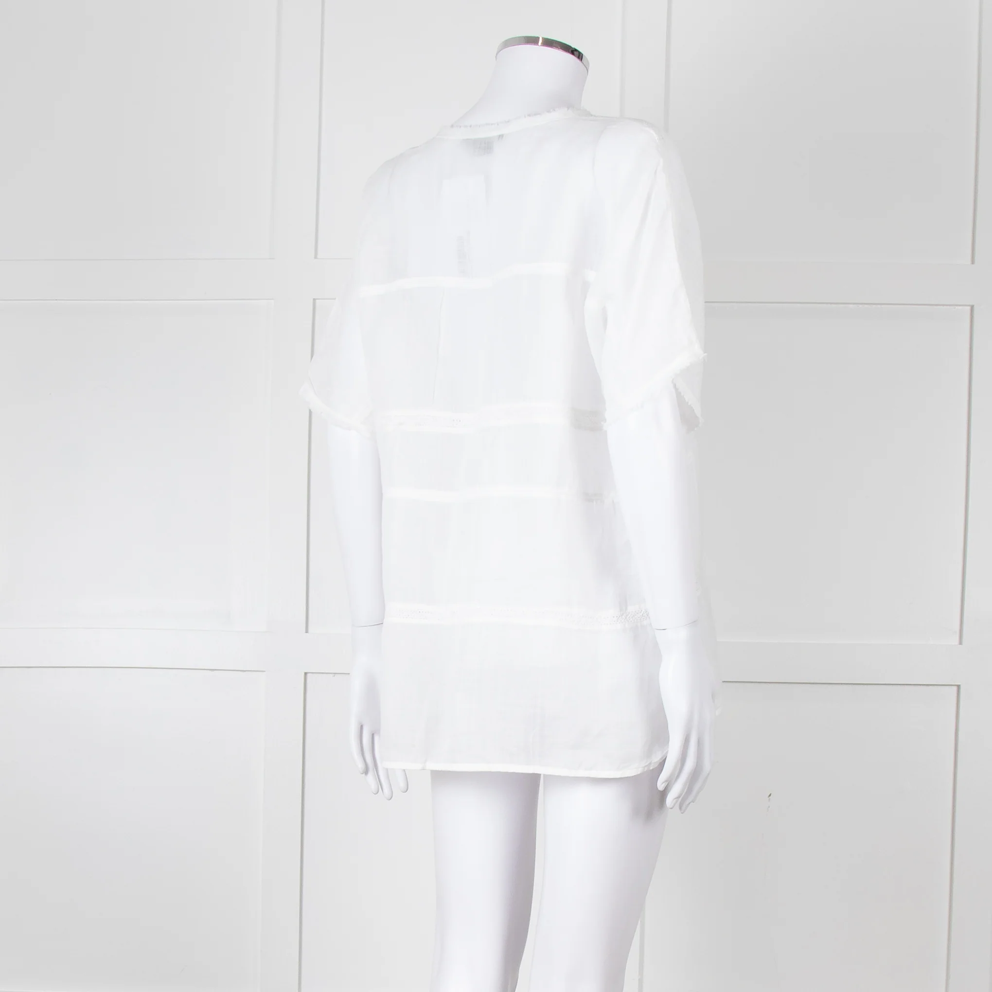 Vince White Linen Shortsleeve Top - Image 4