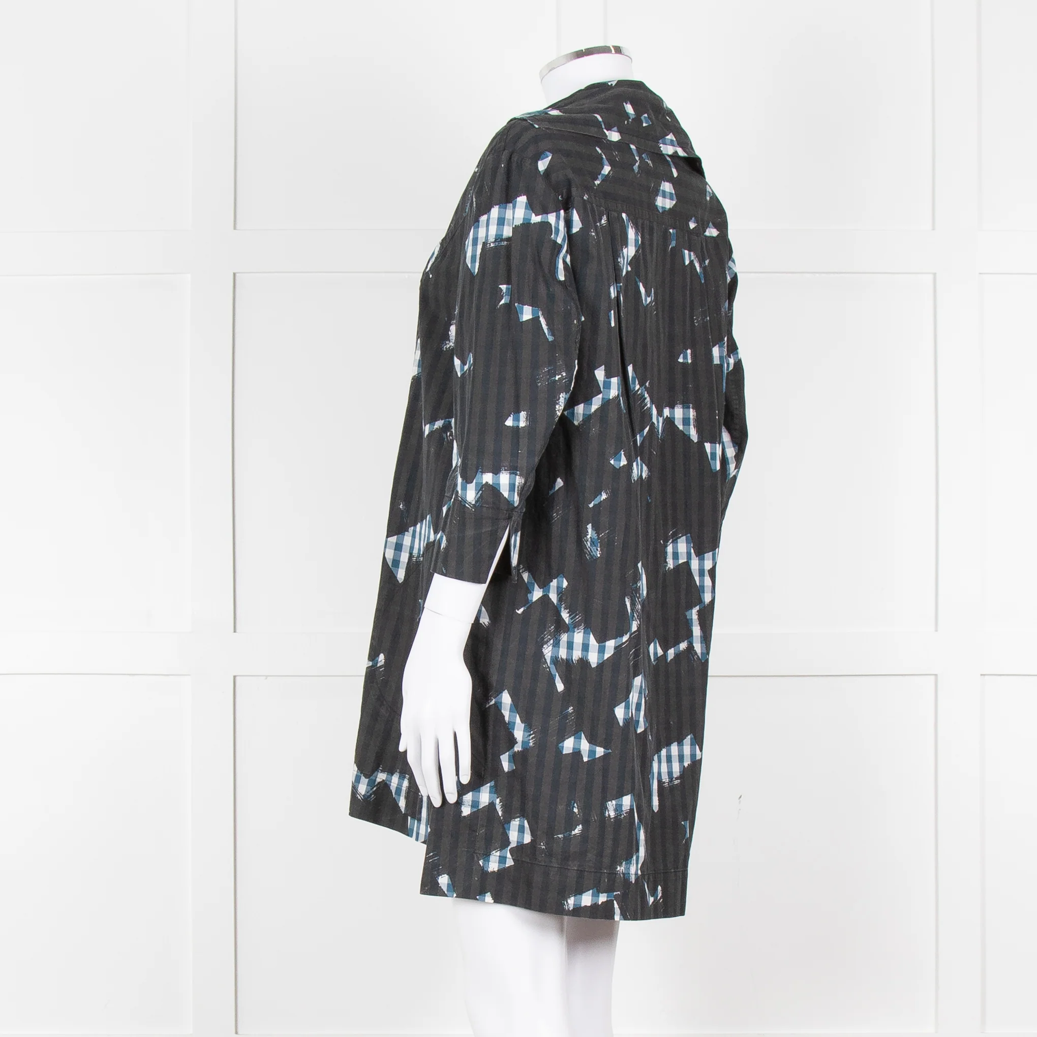 Vivienne Westwood Black Blue Geometric Print Cotton Mini Shirt Dress - Image 6