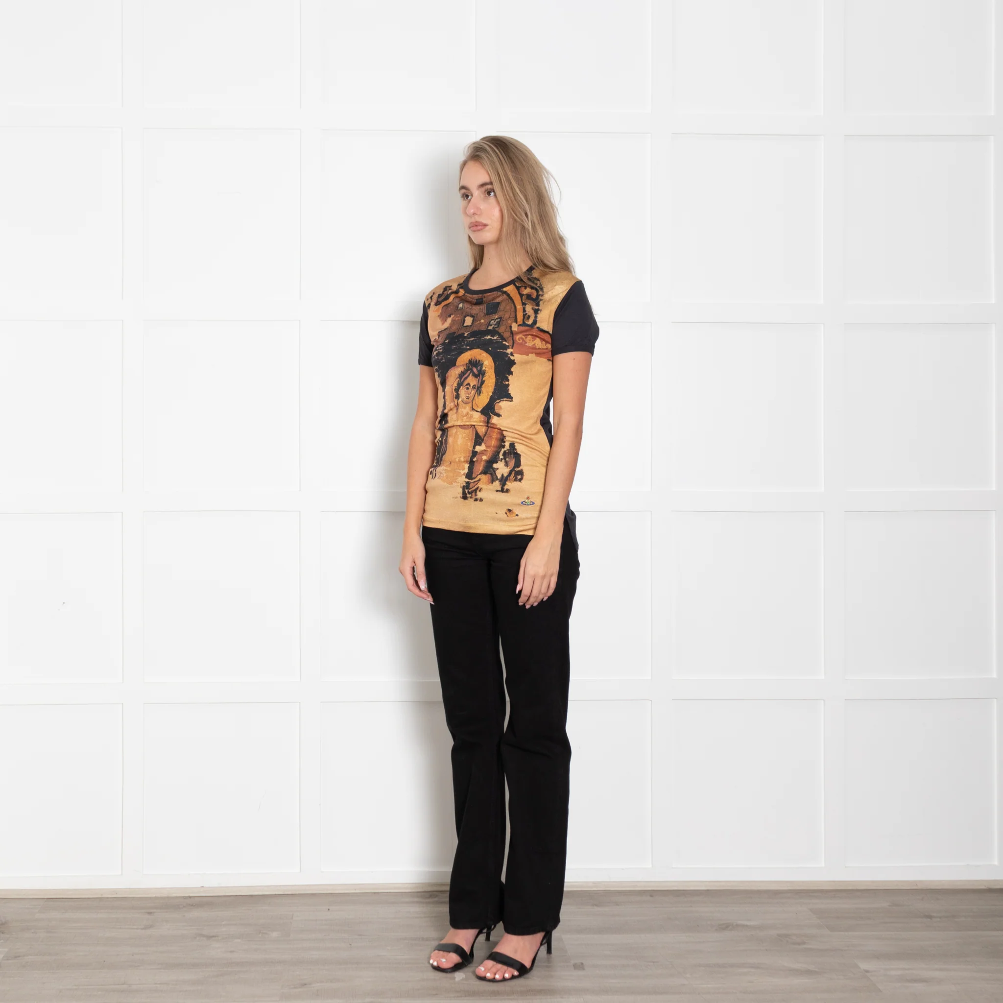 Vivienne Westwood Graphic T-Shirt with Black Sleeves - Image 3