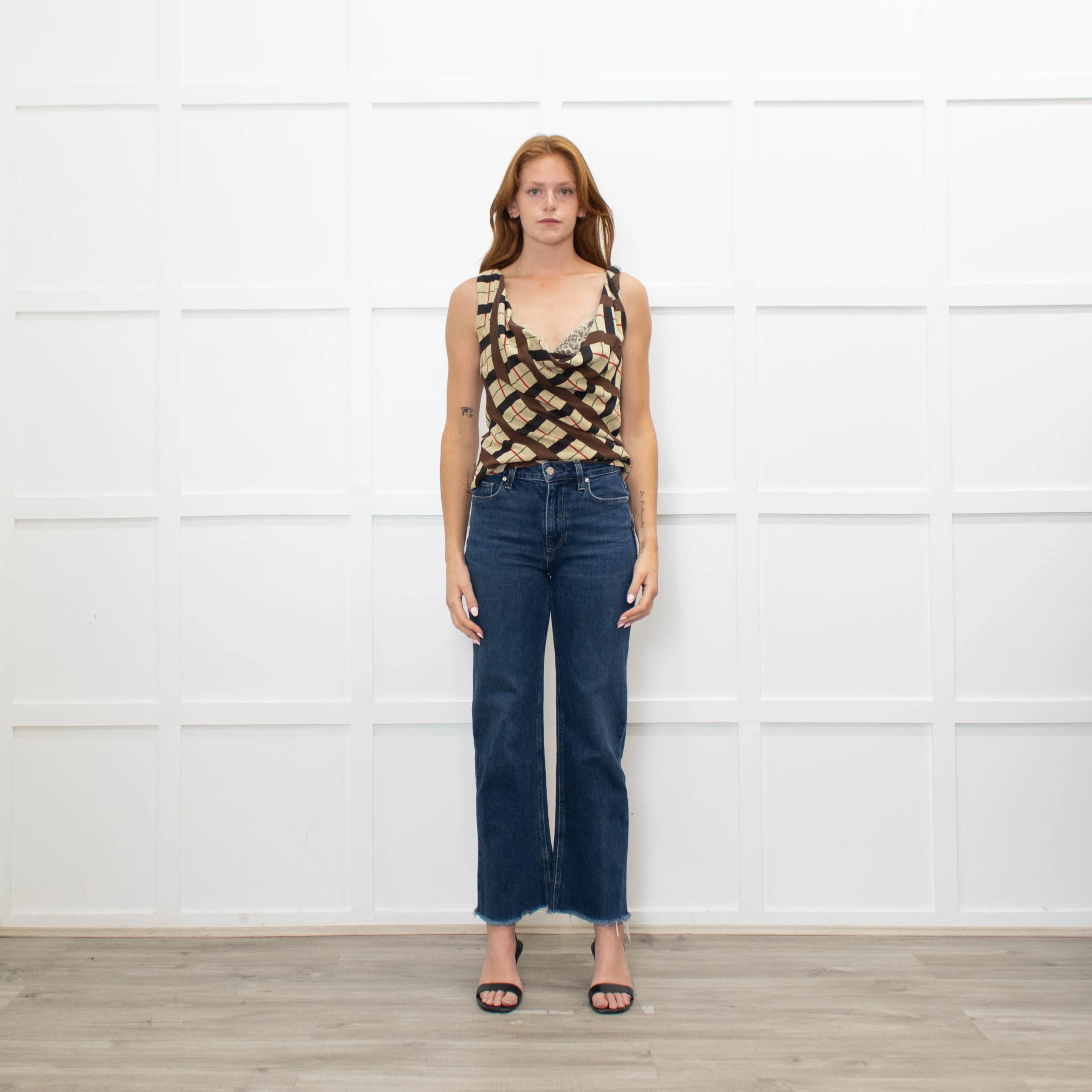 Vivienne Westwood Tattersall Piquet Brown Check Anna Top