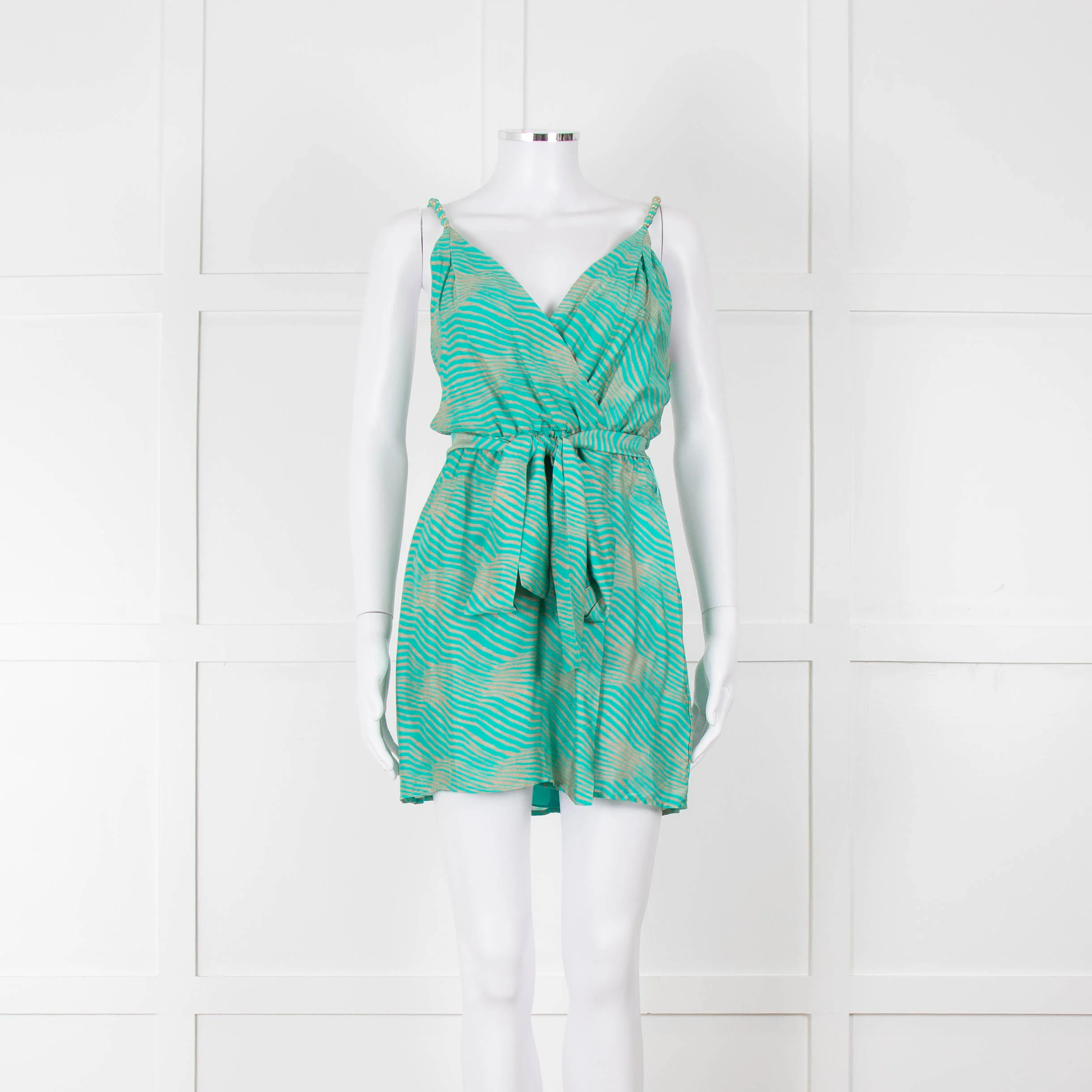 ViX Paula Hermanny Turquoise Beige Sleeveless Short Sun Dress
