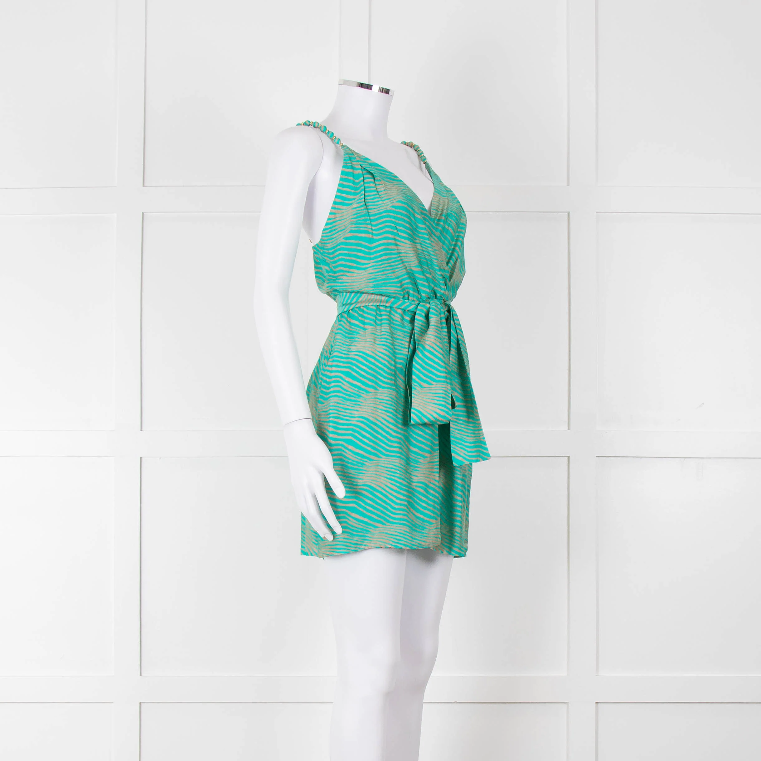 ViX Paula Hermanny Turquoise Beige Sleeveless Short Sun Dress - Image 2