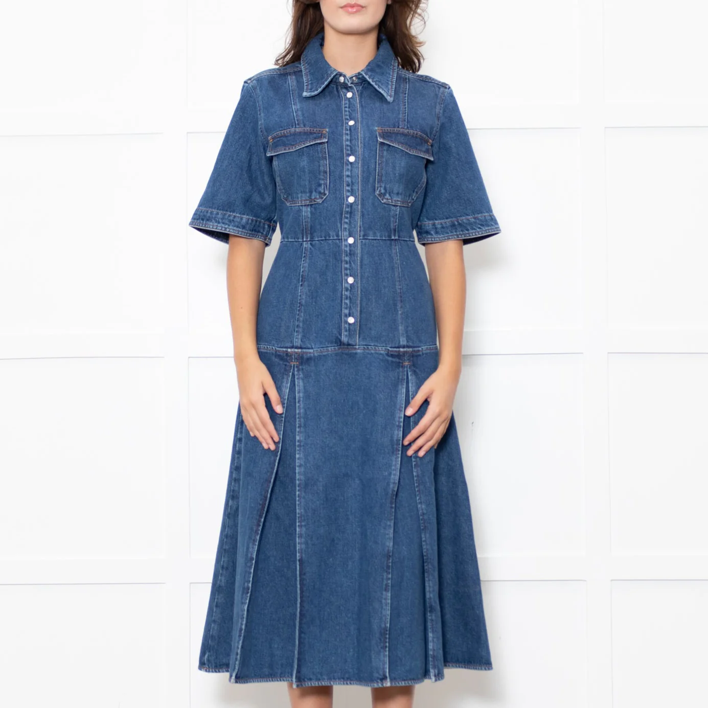 Wales Bonner Dark Denim Saint Katherine Shirt Dress - Image 2