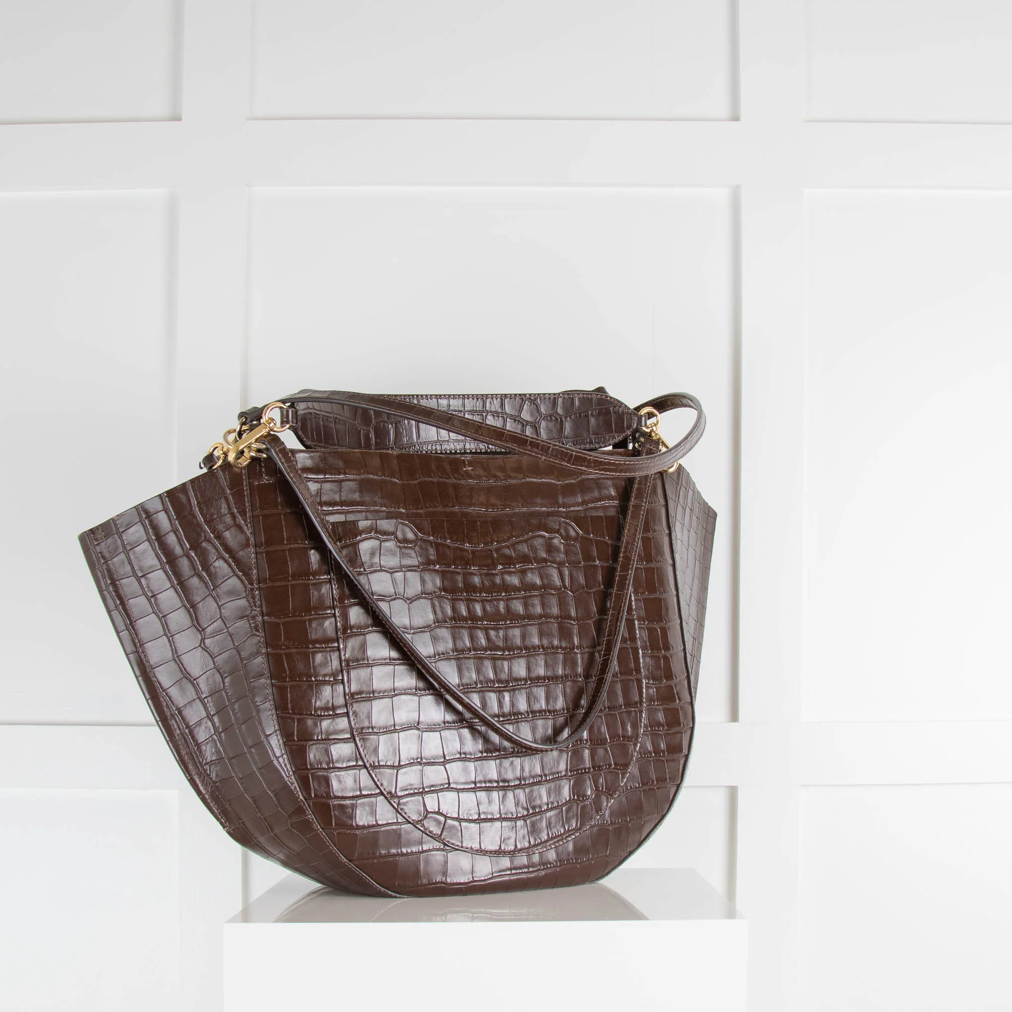 Wandler Brown Embossed Leather MiaTote Bag - Image 3