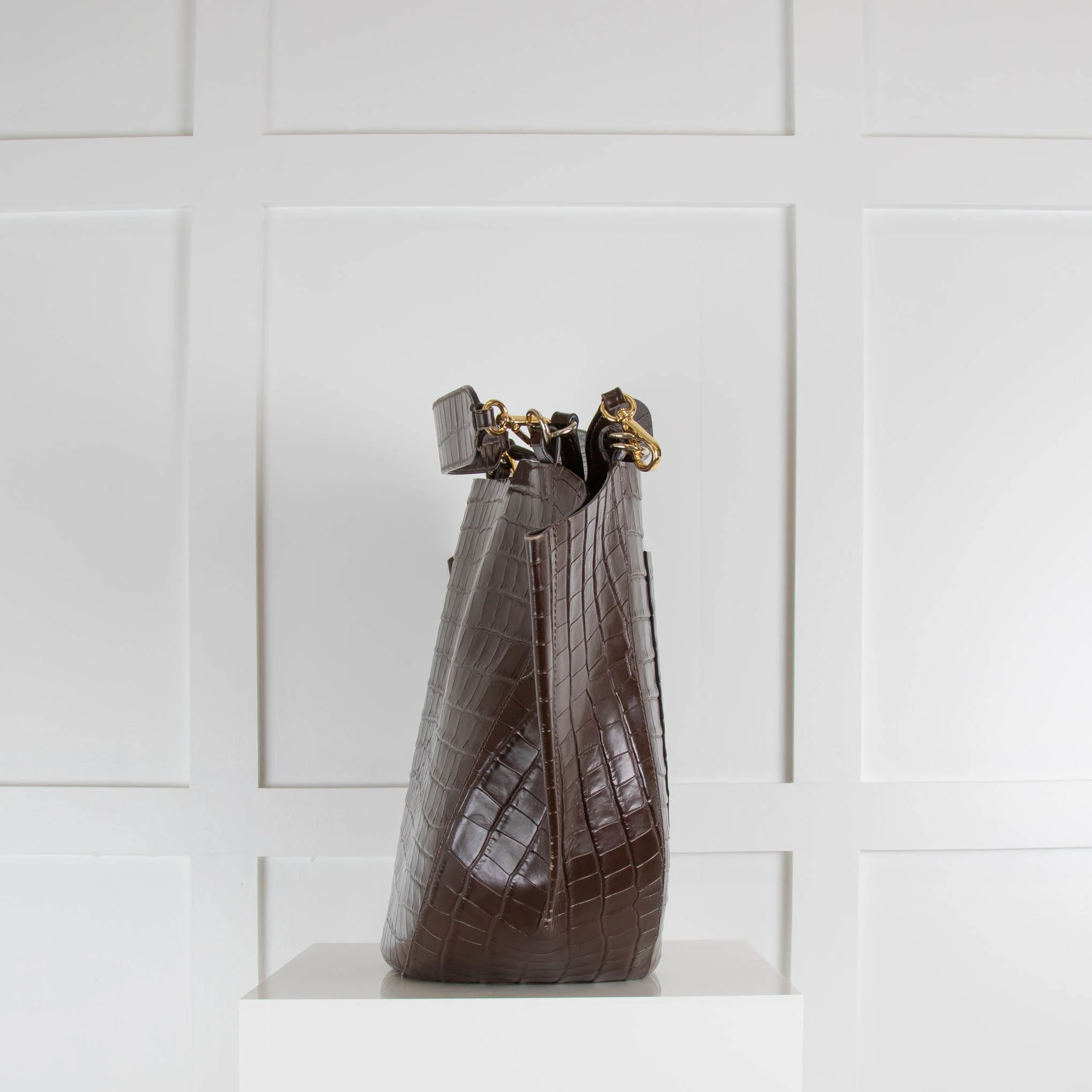 Wandler Brown Embossed Leather MiaTote Bag - Image 4