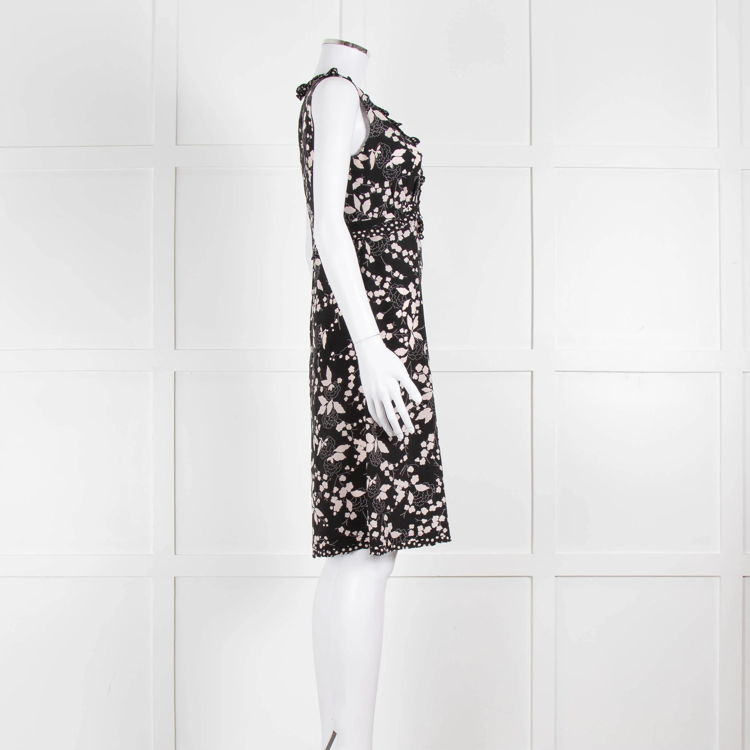 Weekend Max Mara Black Cream Floral Sleeveless Dress - Image 4