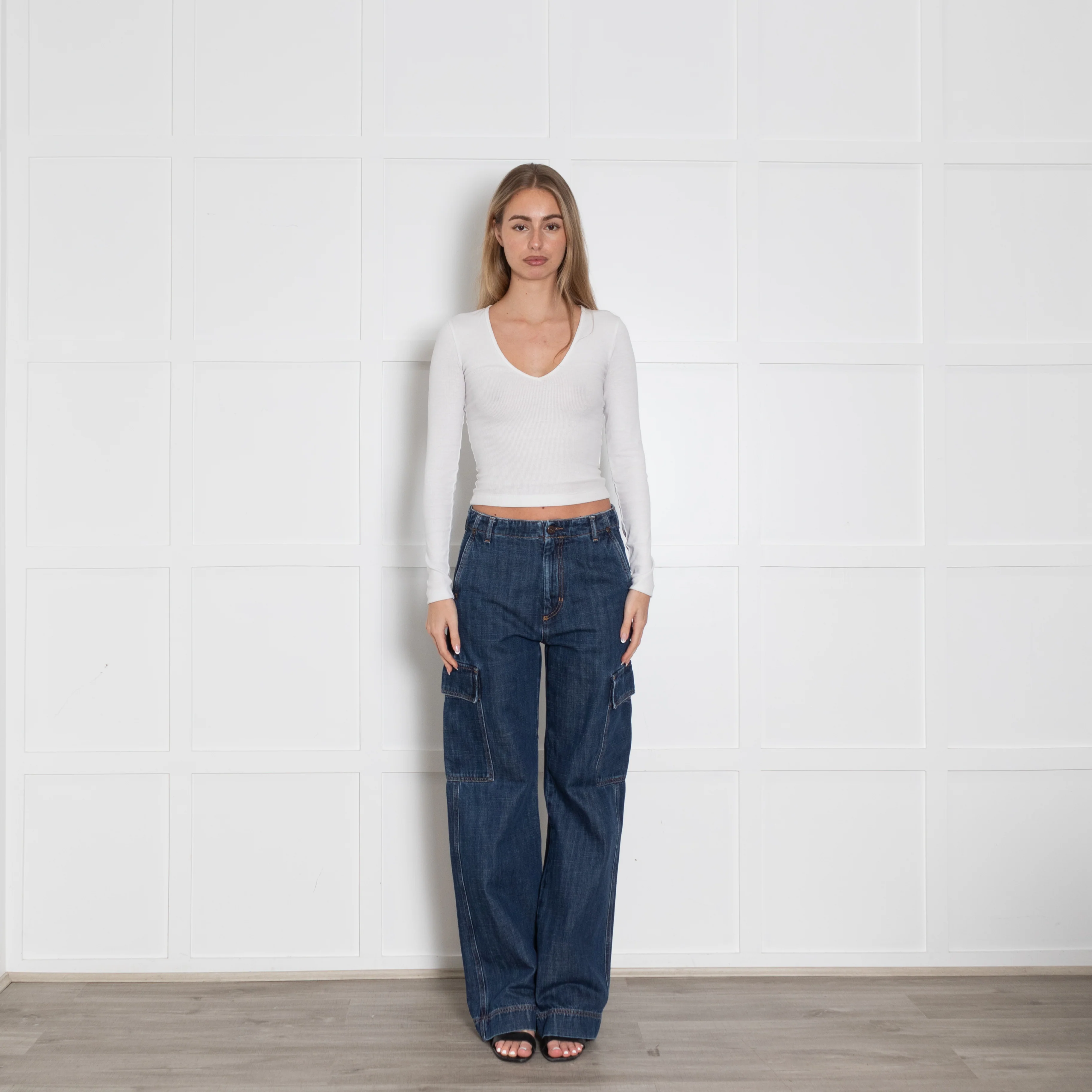 Weekend Max Mara Blue Denim Cargo Jeans