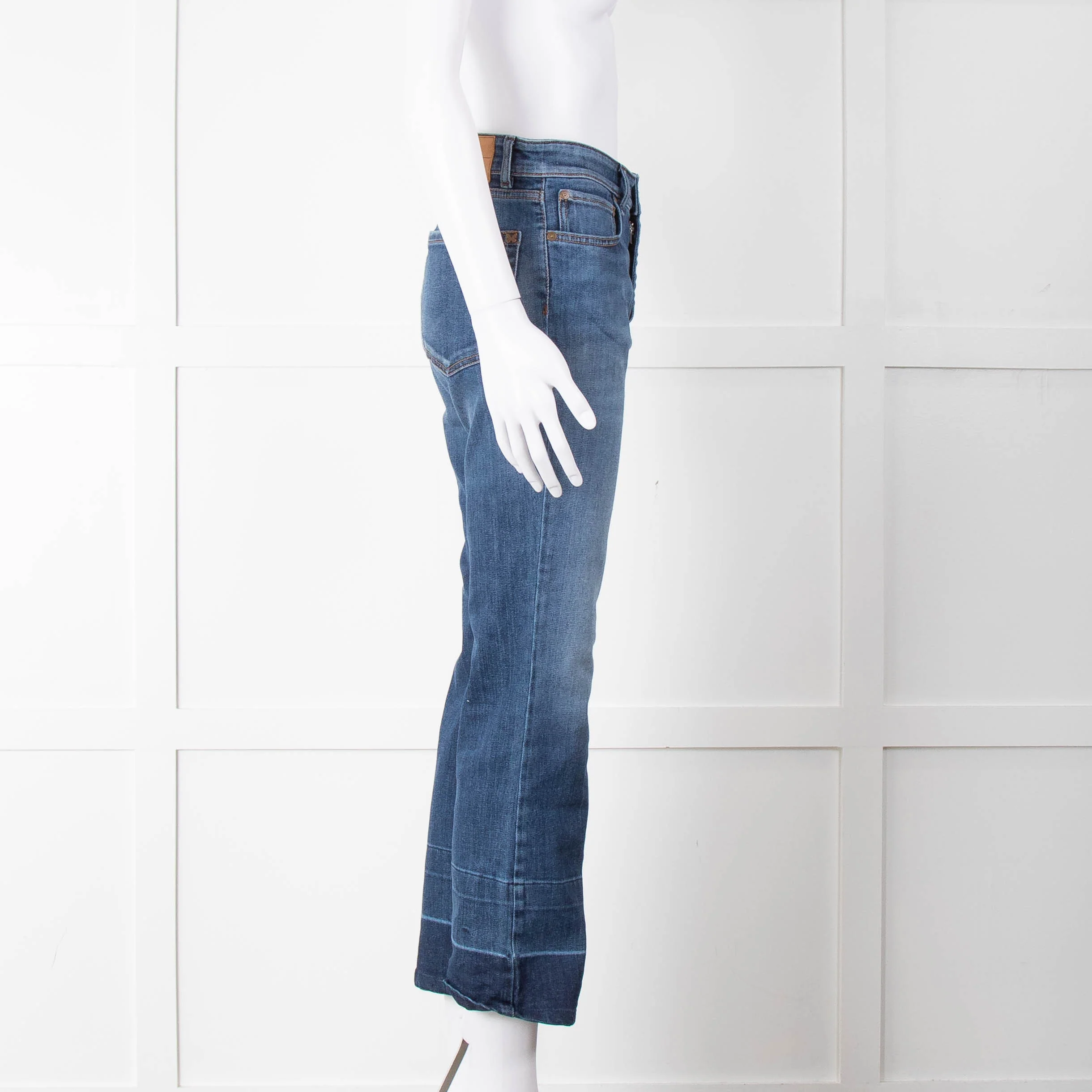 Weekend Max Mara Blue Denim Cropped Flare Jeans - Image 3