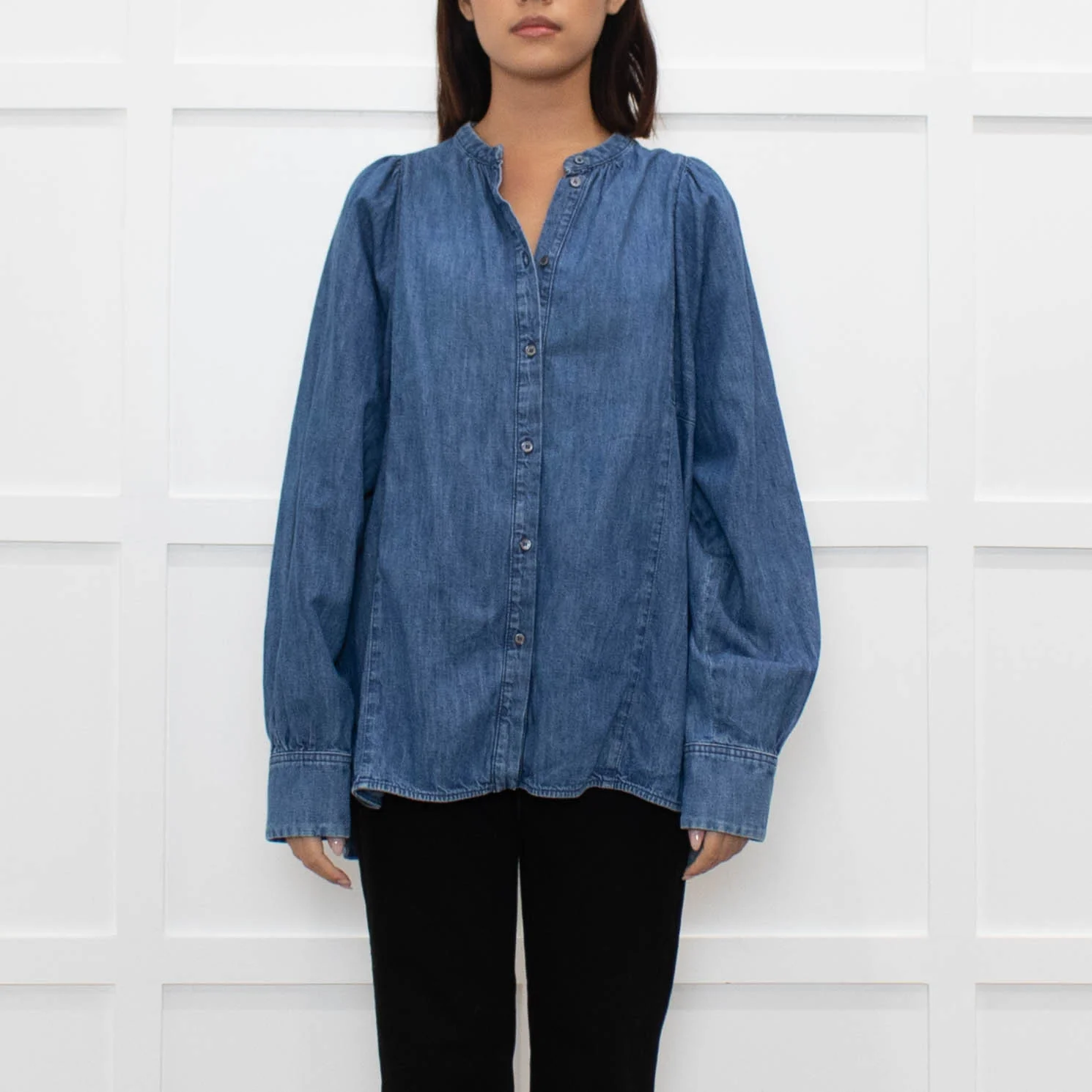 Weekend Max Mara Blue Denim Wide Sleeve Shirt - Image 2