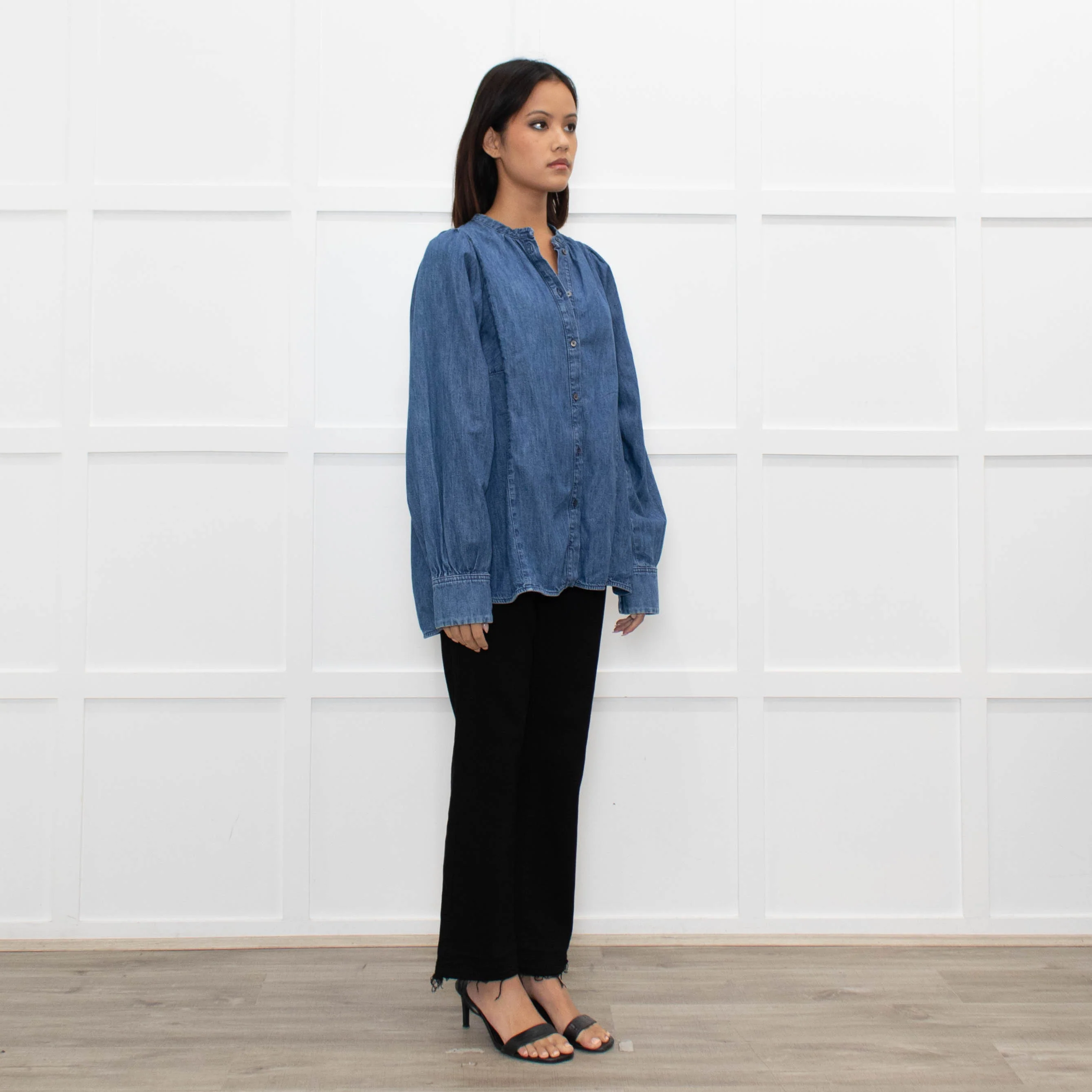 Weekend Max Mara Blue Denim Wide Sleeve Shirt - Image 3