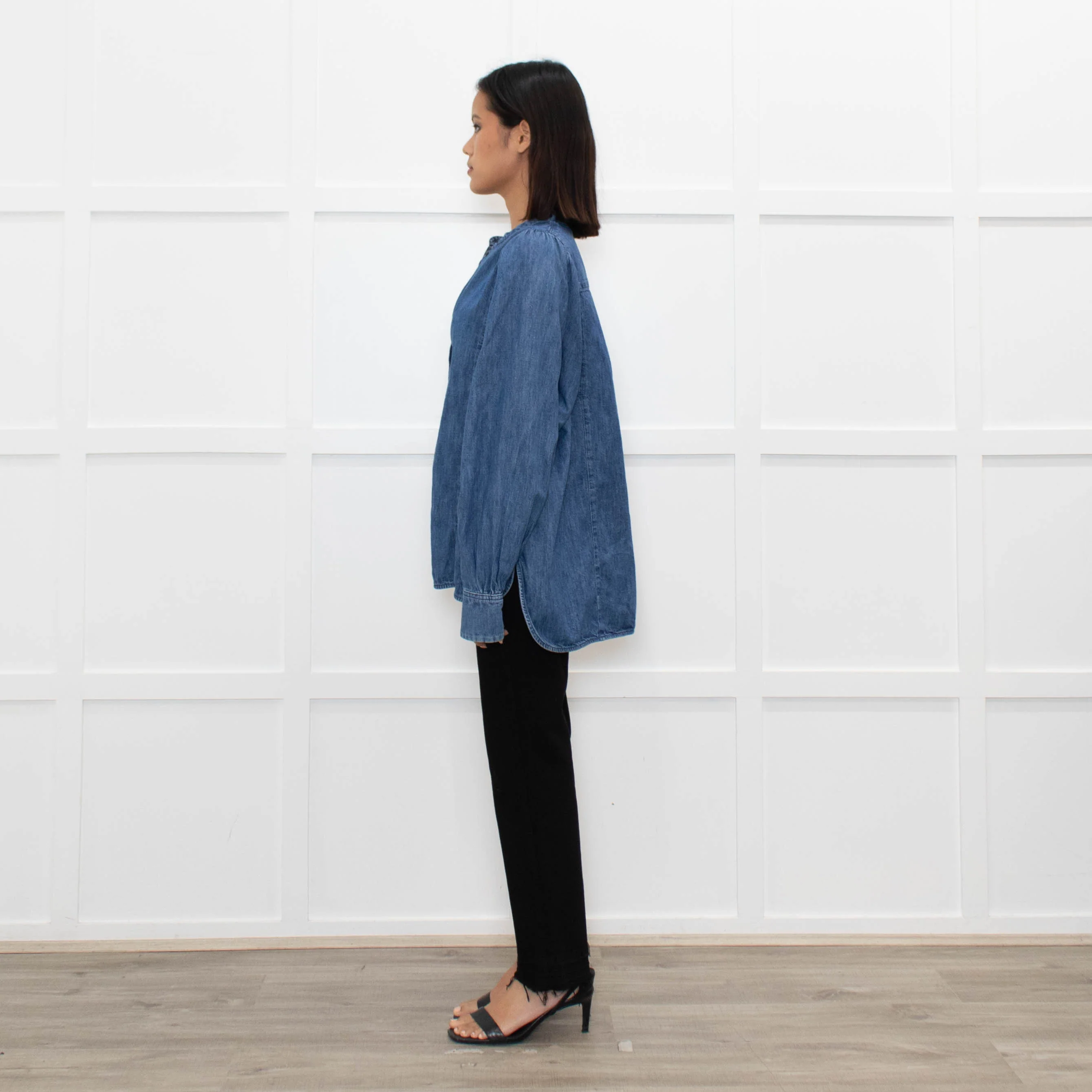 Weekend Max Mara Blue Denim Wide Sleeve Shirt - Image 6