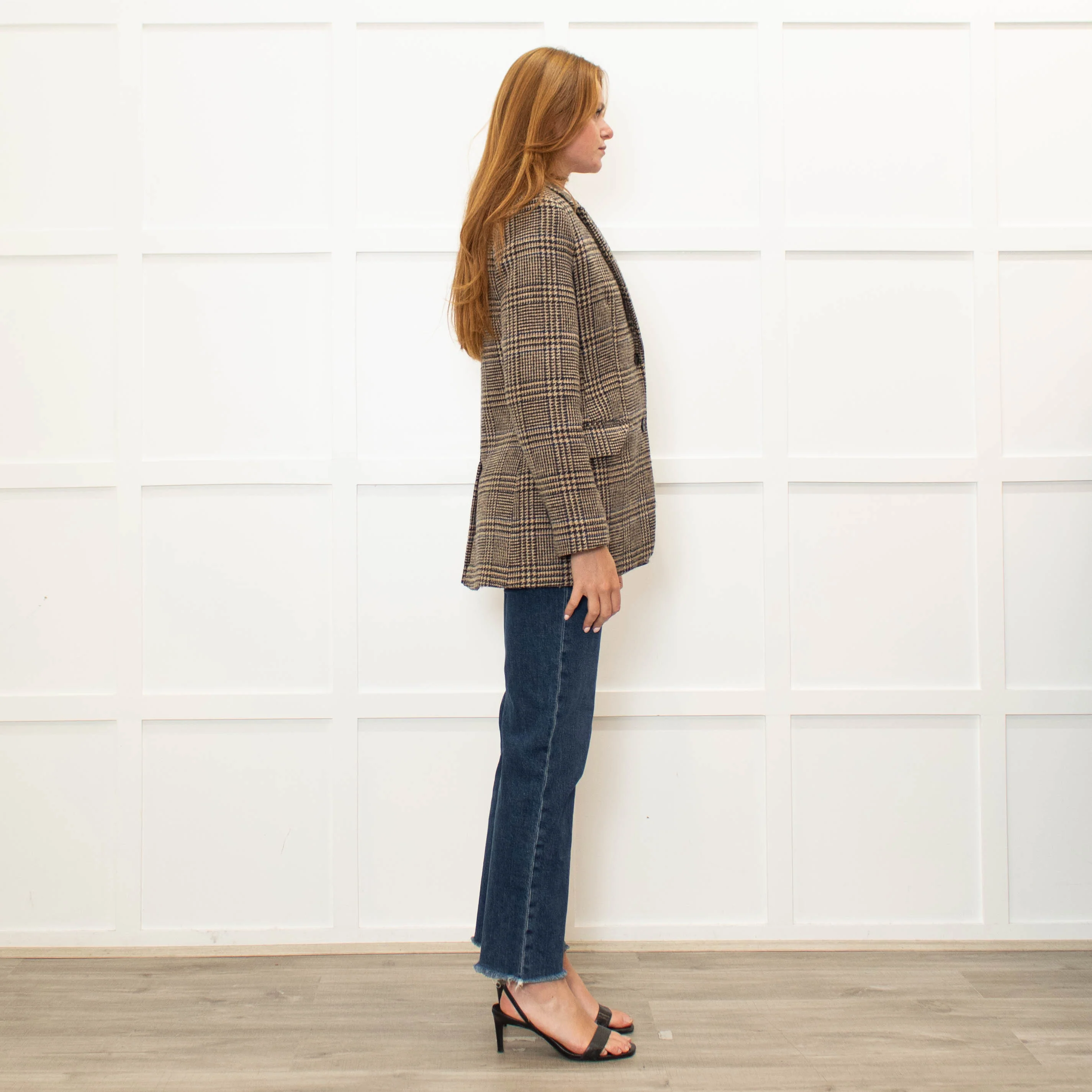 Weekend Max Mara Brown Beige Check Blazer Jacket - Image 6