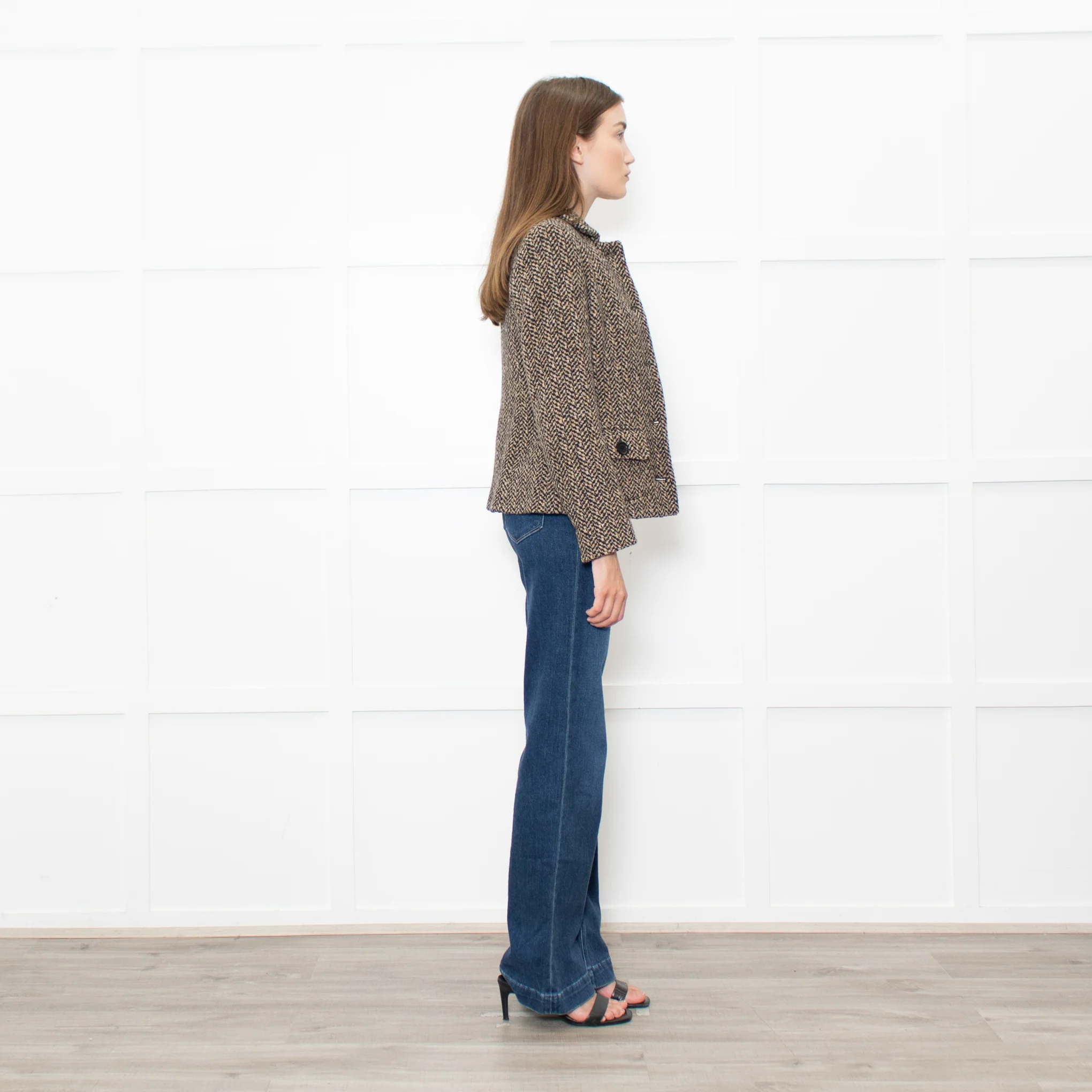 Weekend Max Mara Brown Beige Tweedy Wool Jacket - Image 6