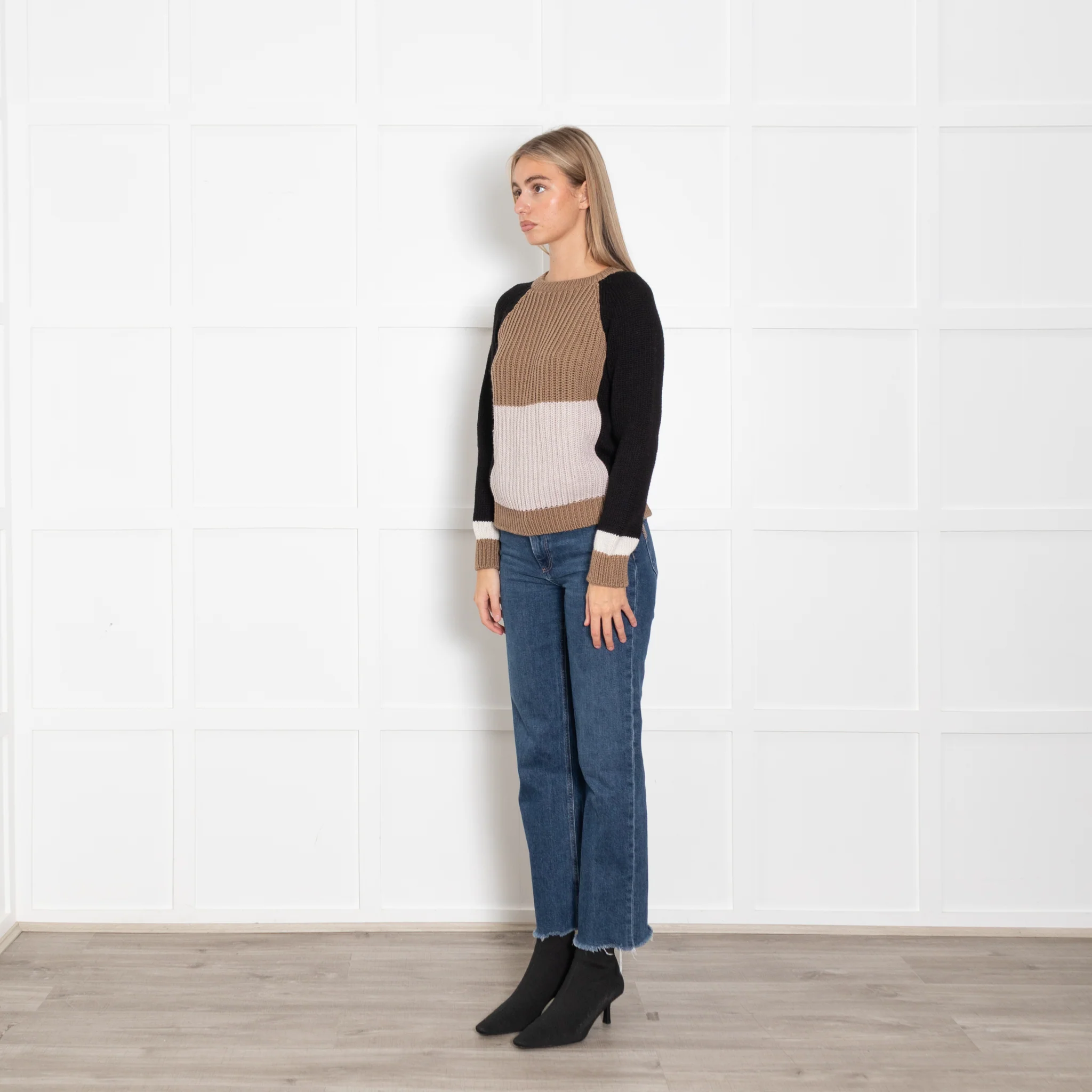 Weekend Max Mara Brown Black Sleeves Wool Jumper - Image 3