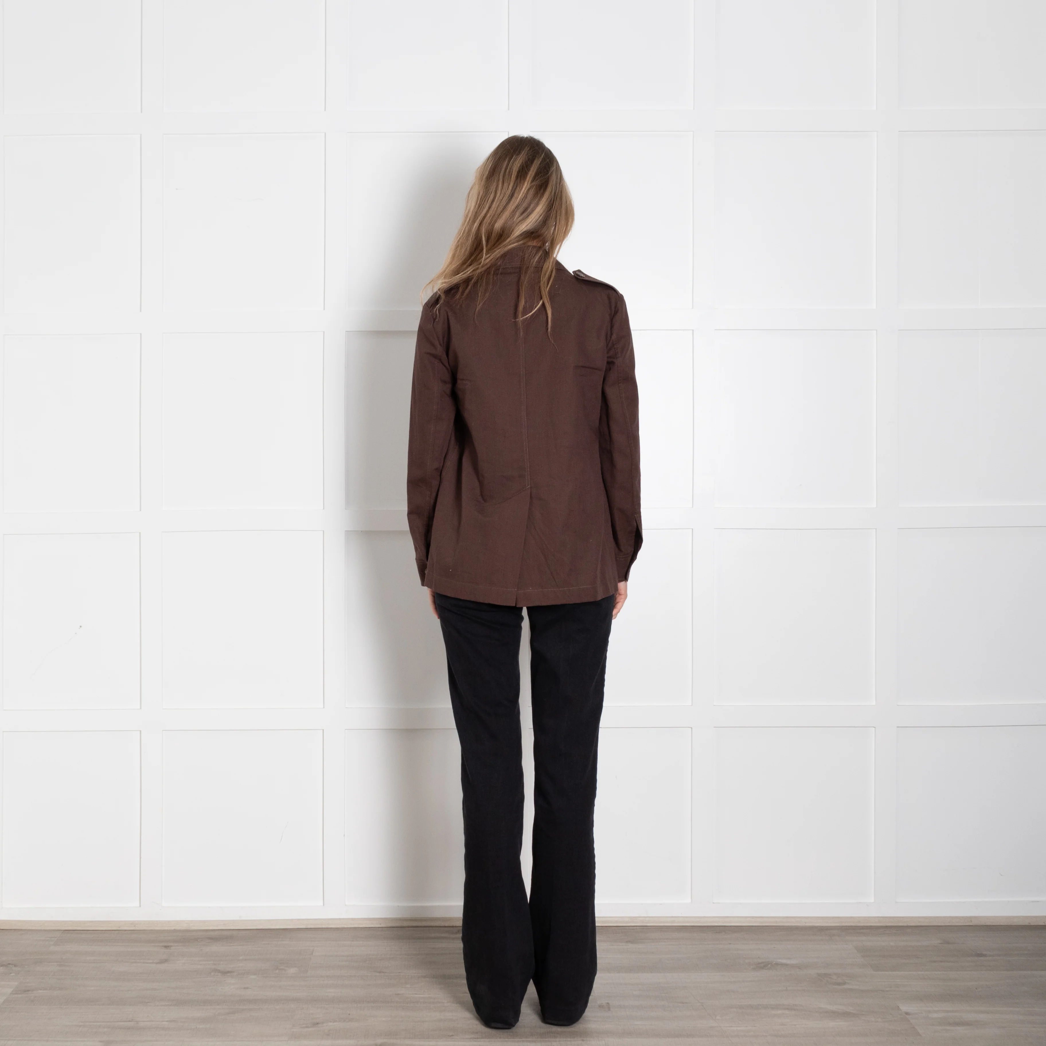 Weekend Max Mara Brown Cotton & Linen Safari Jacket - Image 5