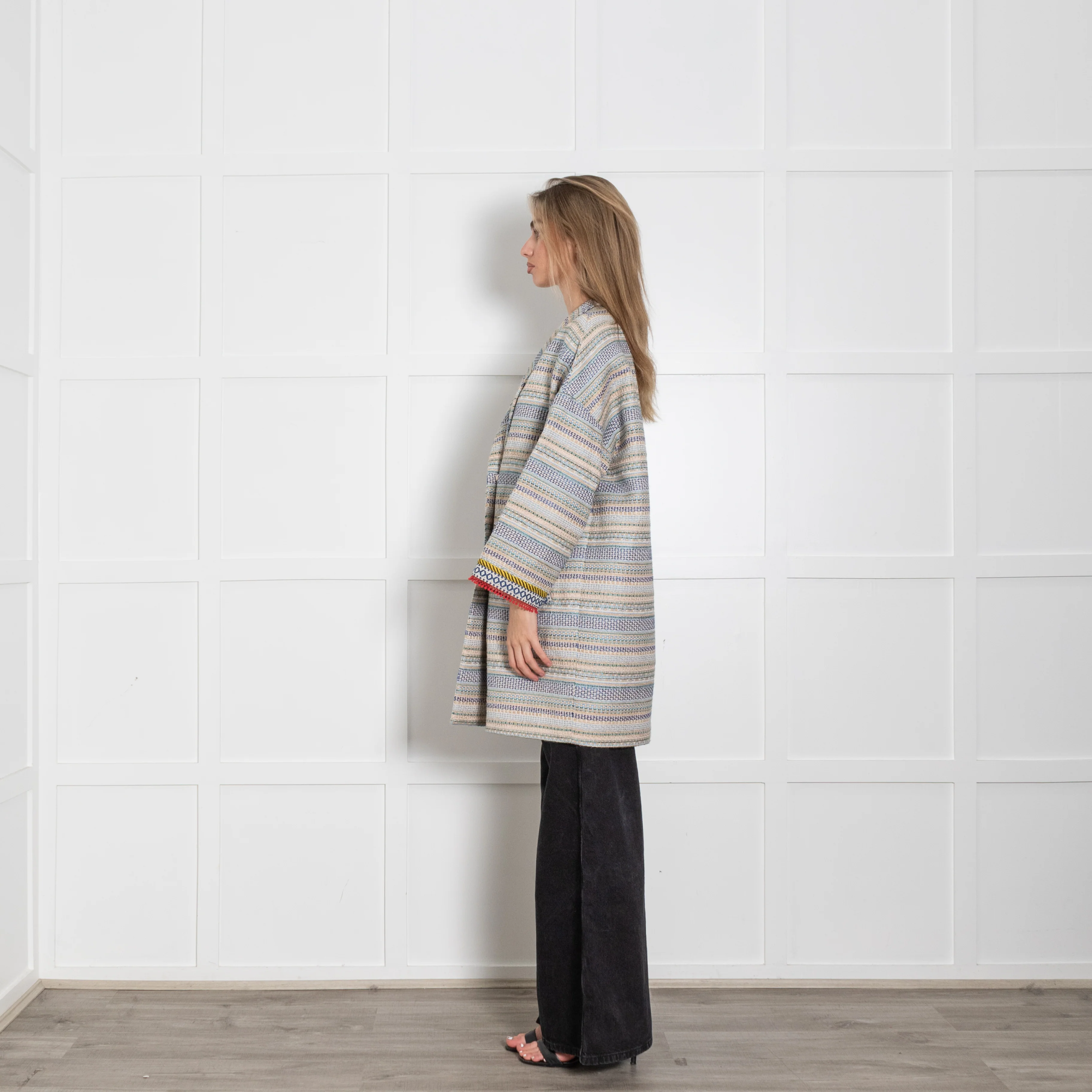 Weekend Max Mara Multi Stripe Cotton Blend Coat - Image 4