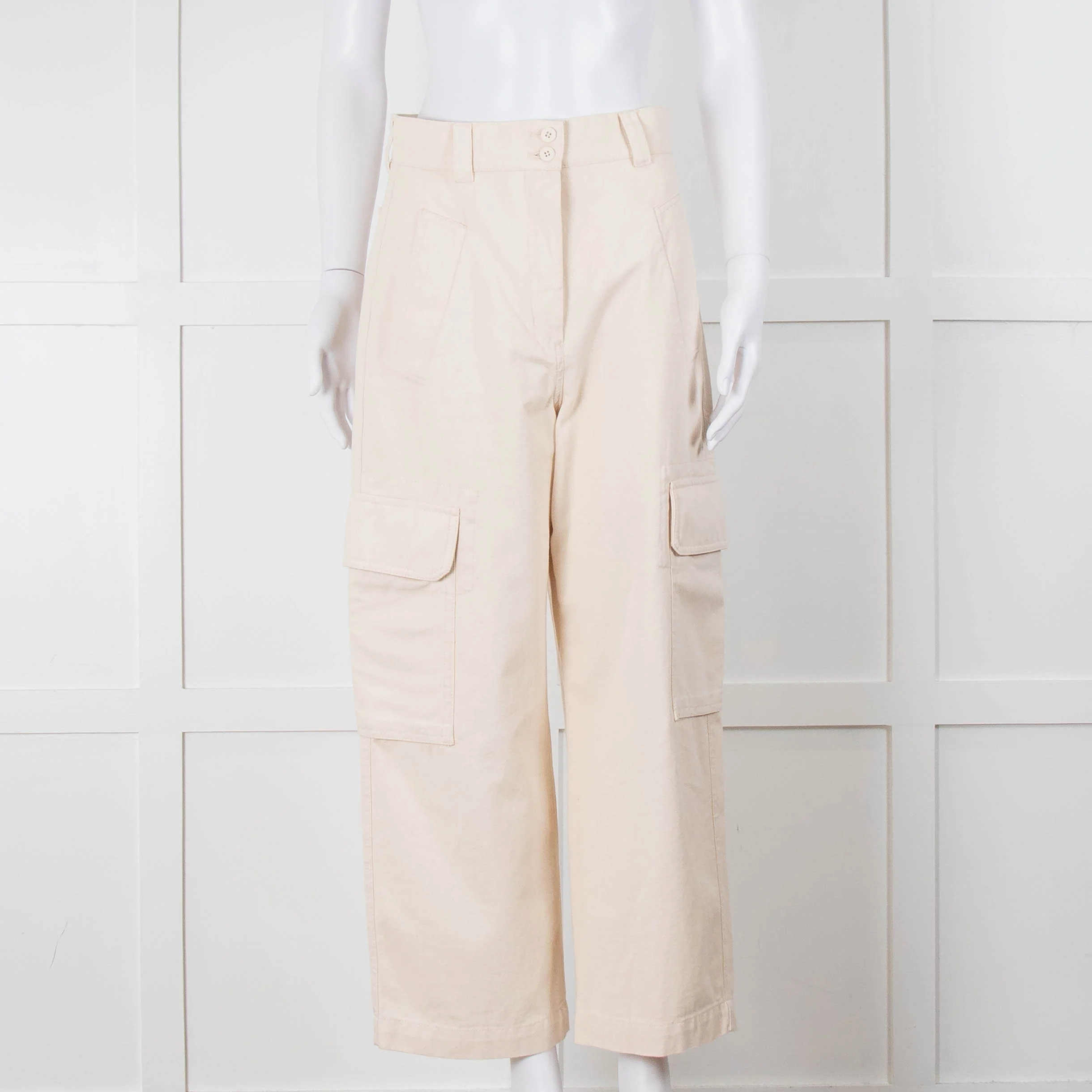 Weekend Max Mara Cream Wide Leg Combat Trousers