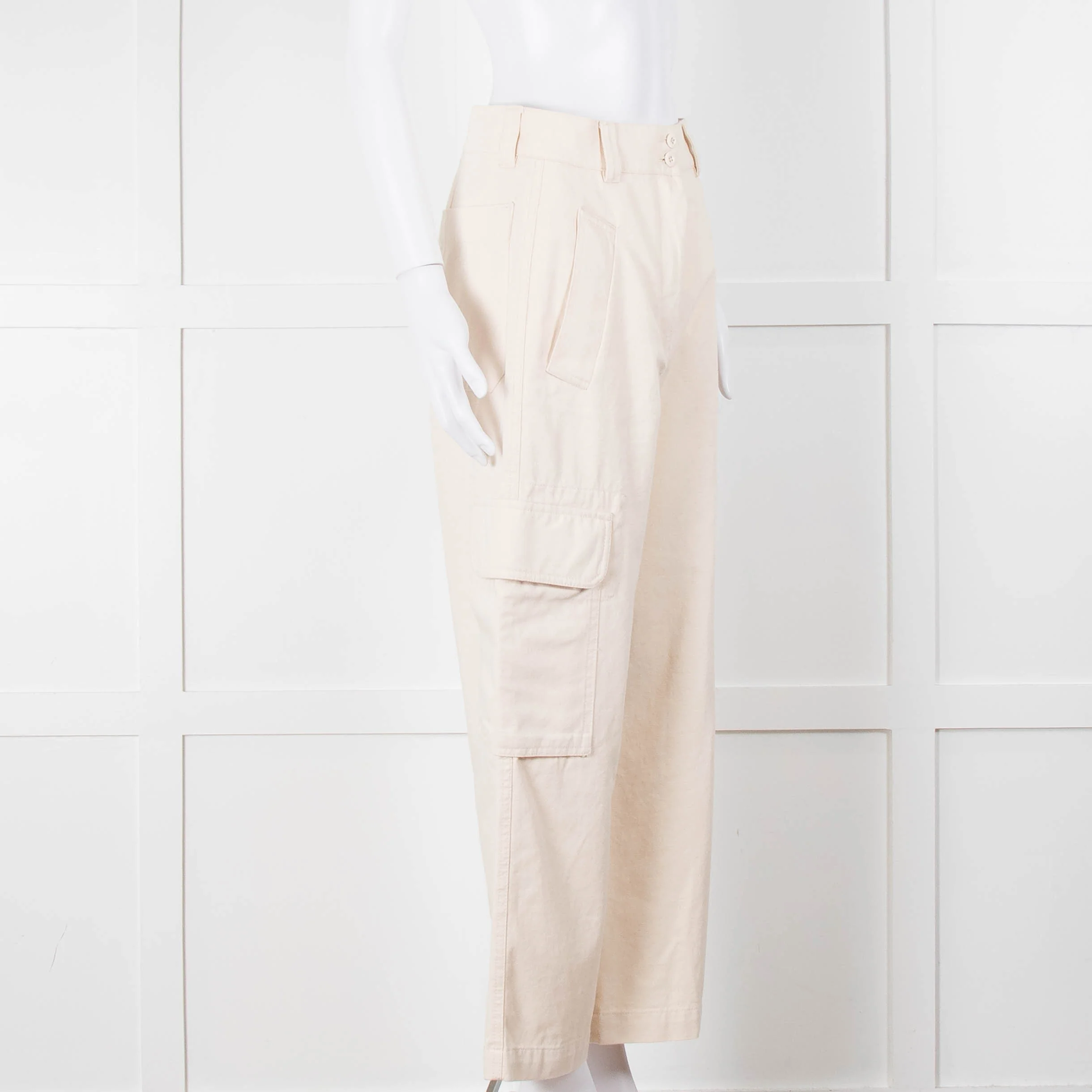 Weekend Max Mara Cream Wide Leg Combat Trousers - Image 2