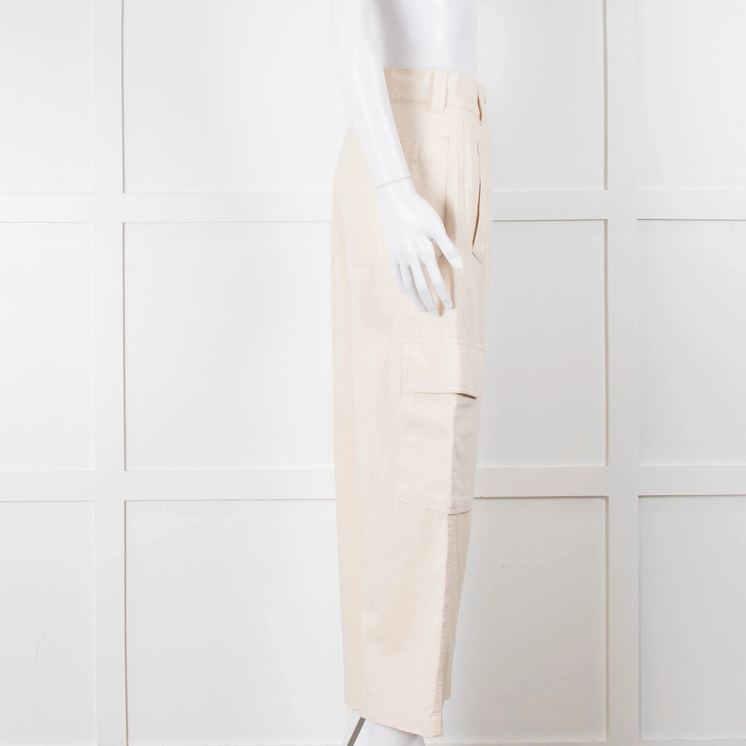 Weekend Max Mara Cream Wide Leg Combat Trousers - Image 3