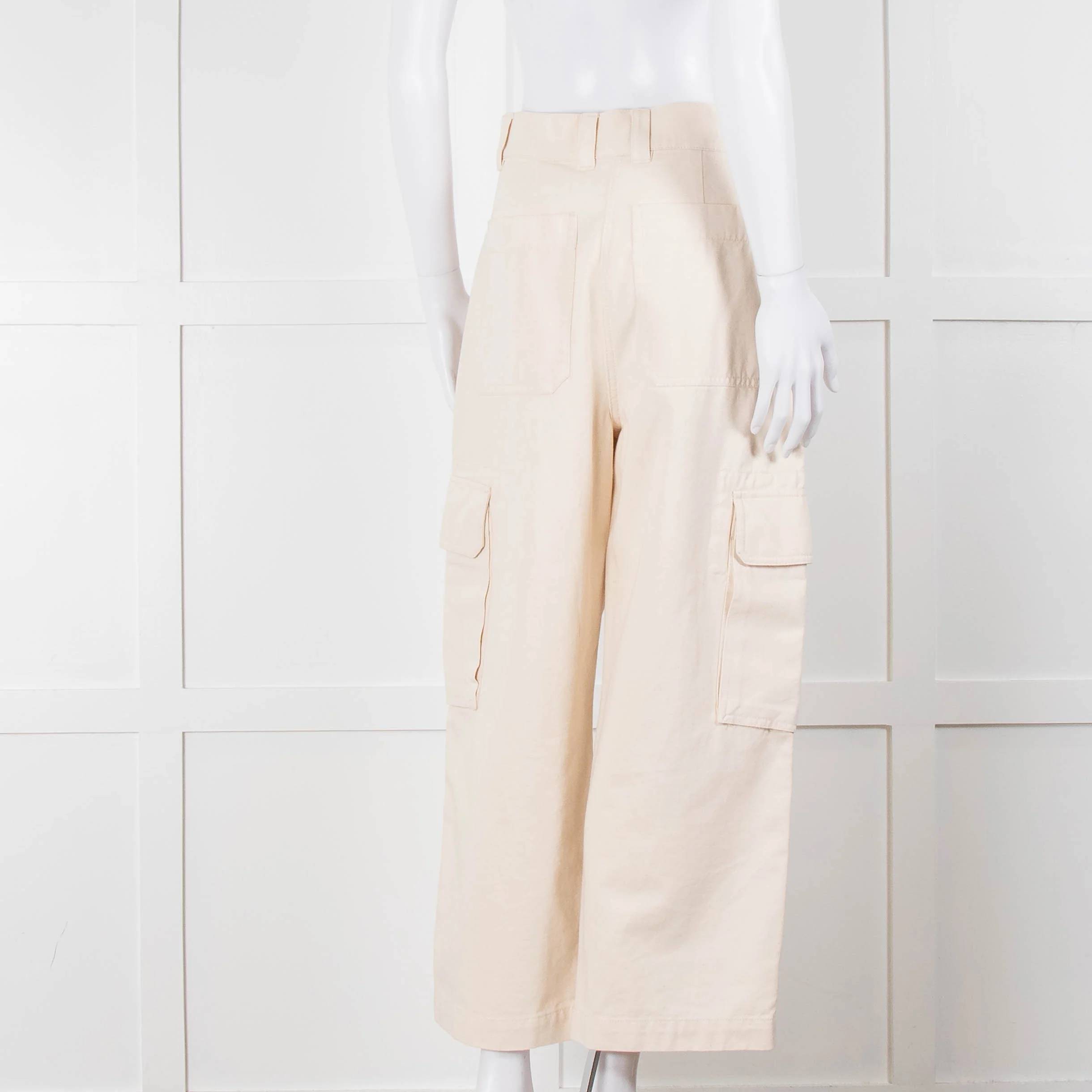 Weekend Max Mara Cream Wide Leg Combat Trousers - Image 4