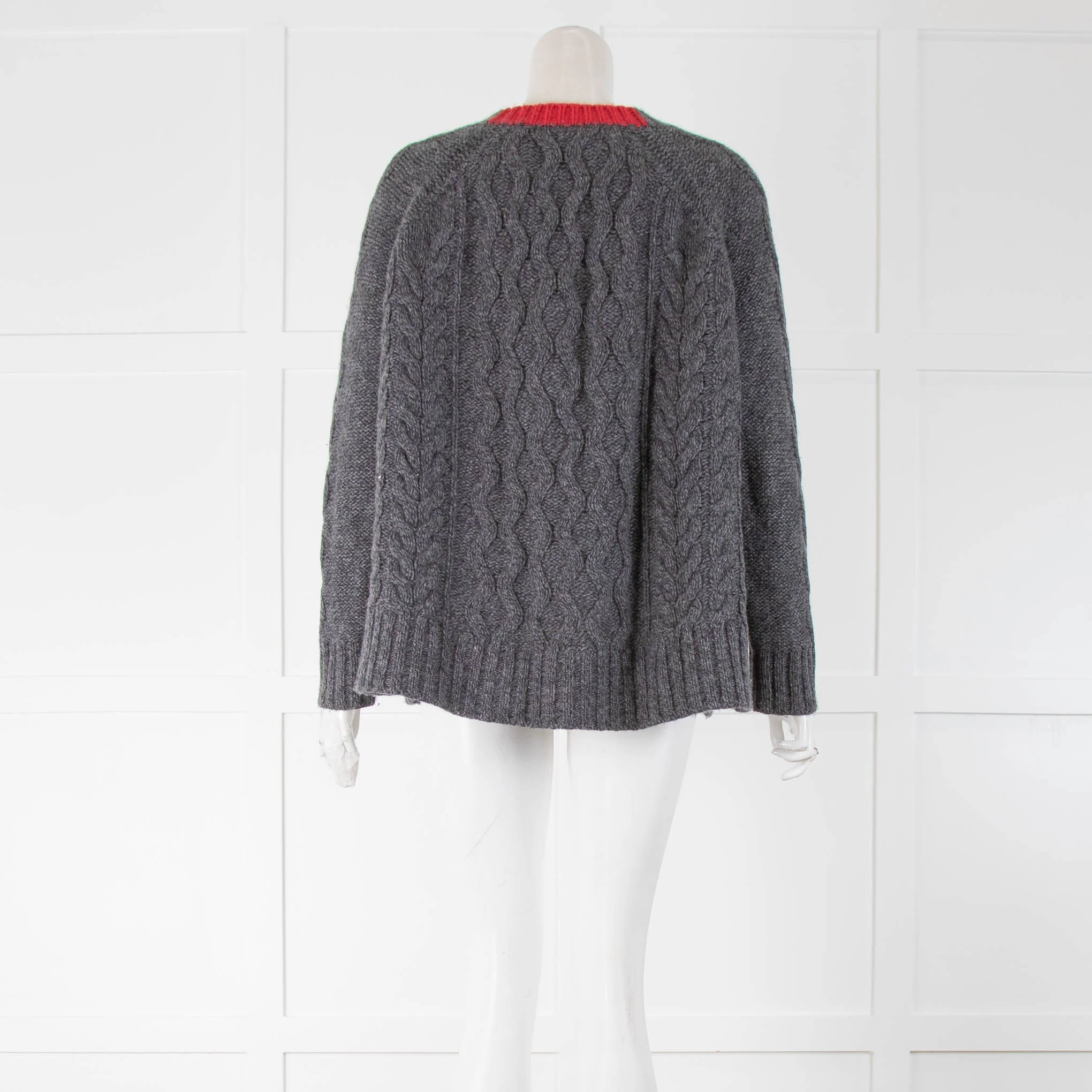 Weekend Max Mara Grey Cable Knit Jumper - Image 3
