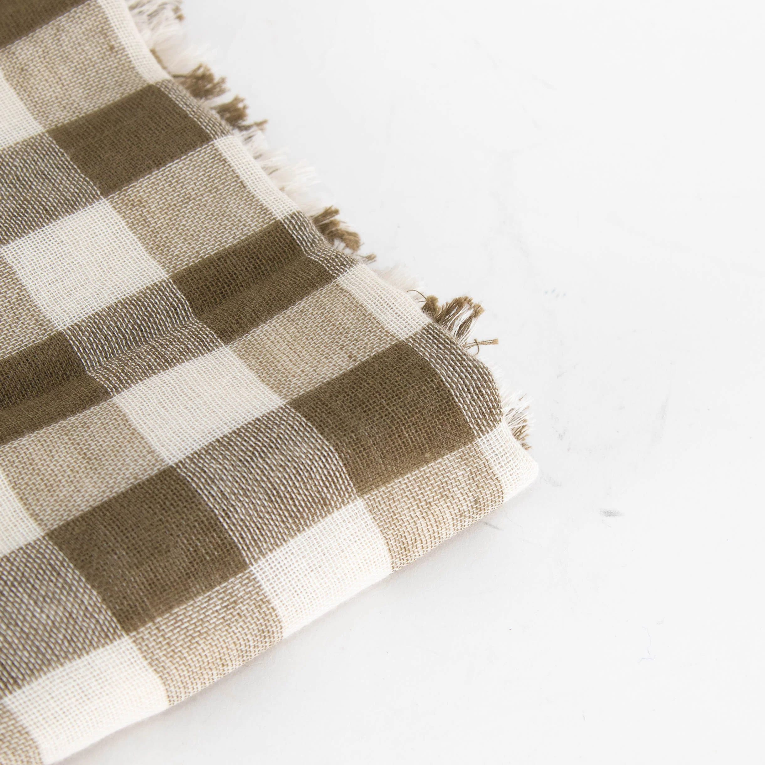 Weekend Max Mara Khaki Check Linen Scarf - Image 2