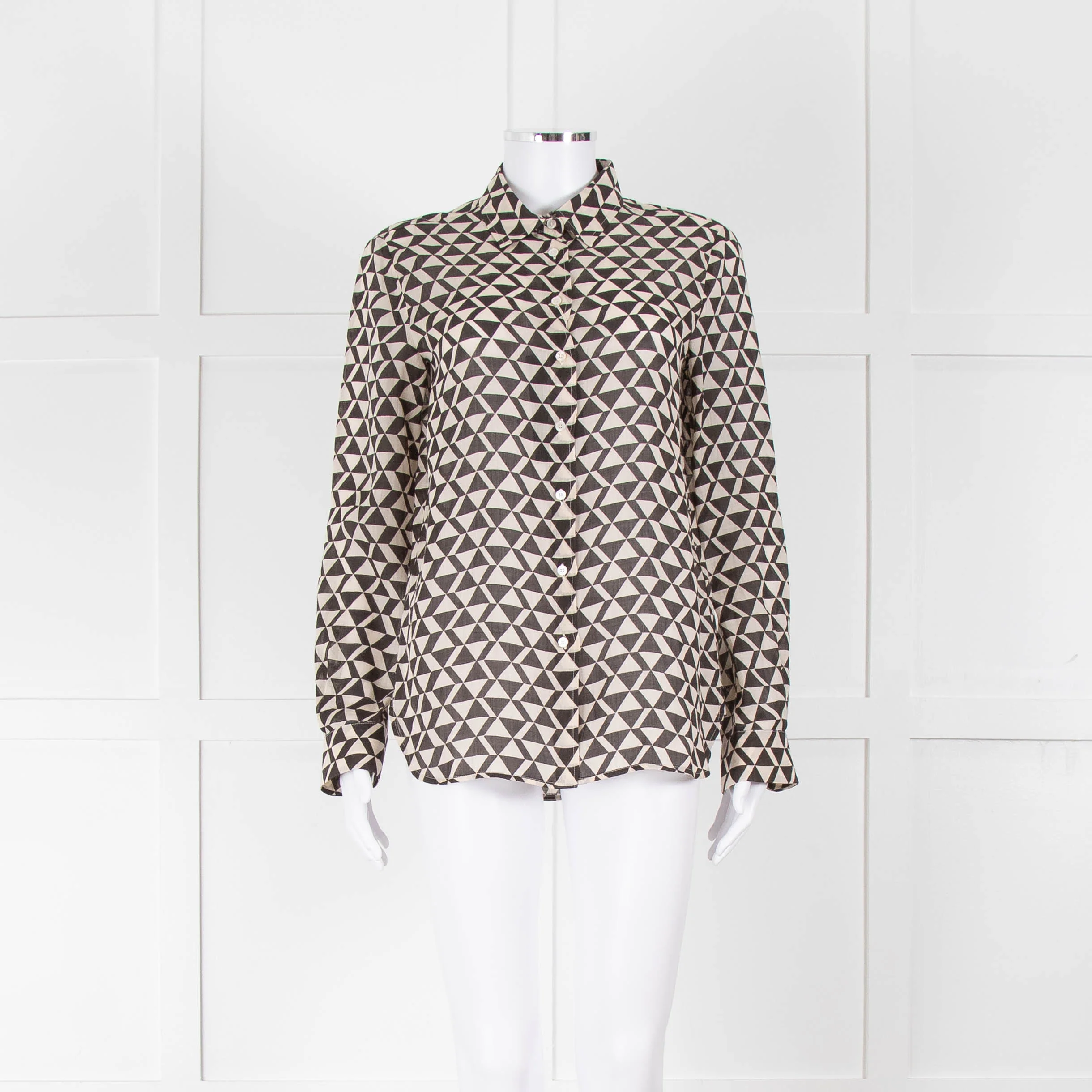 Weekend Max Mara Black and Cream Geometric Cotton Shirt