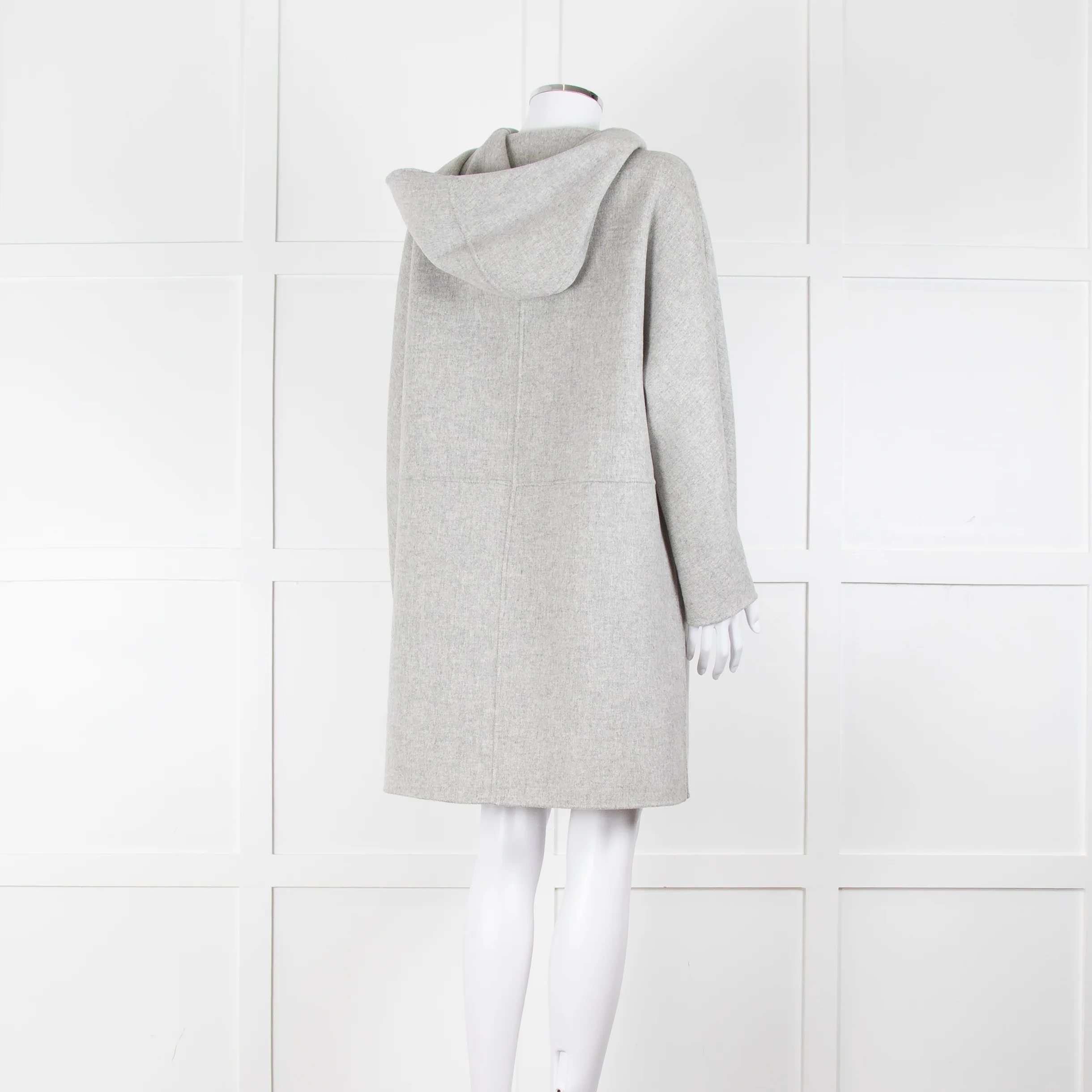 Weekend Max Mara Light Grey Wool Hooded Coat - Image 4