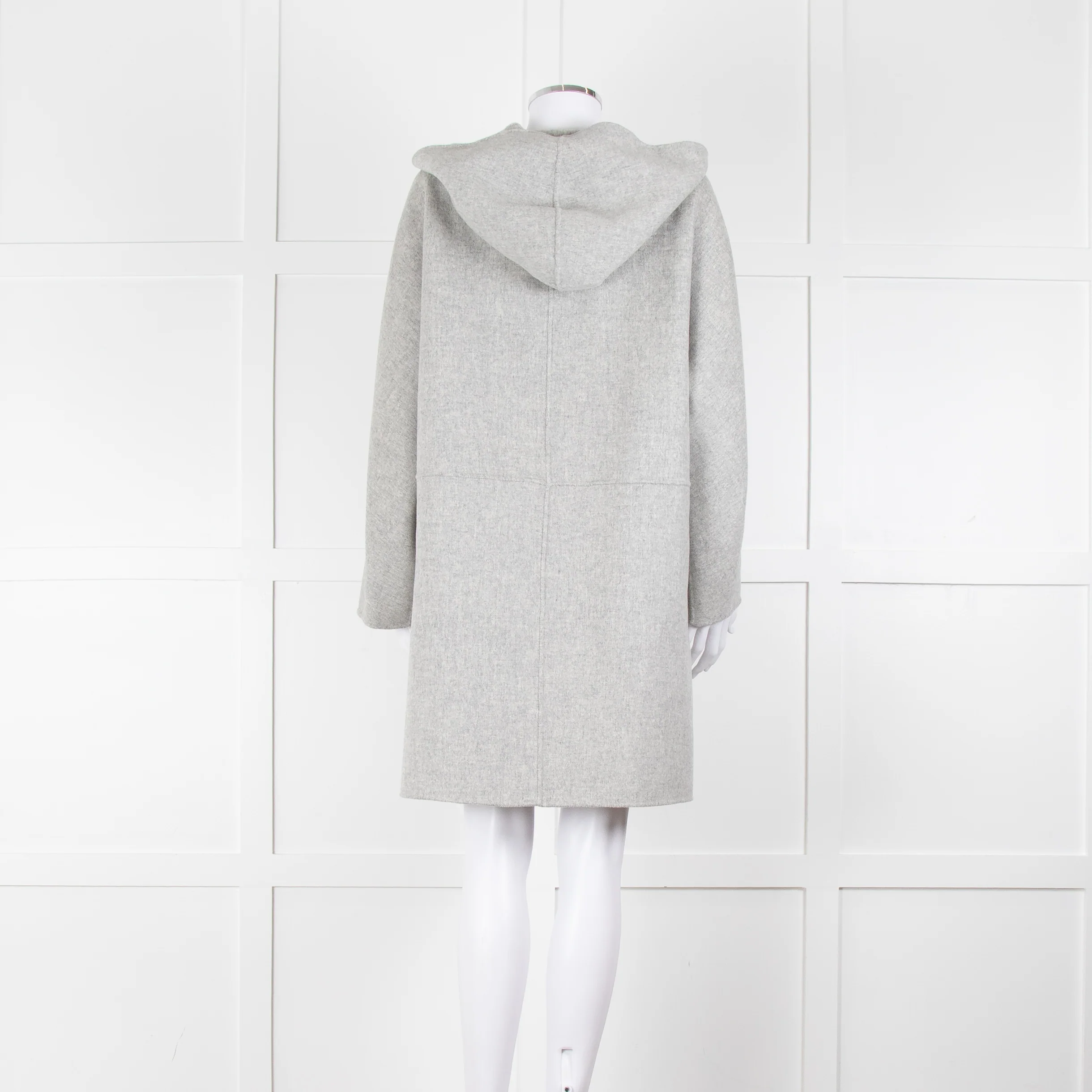Weekend Max Mara Light Grey Wool Hooded Coat - Image 5