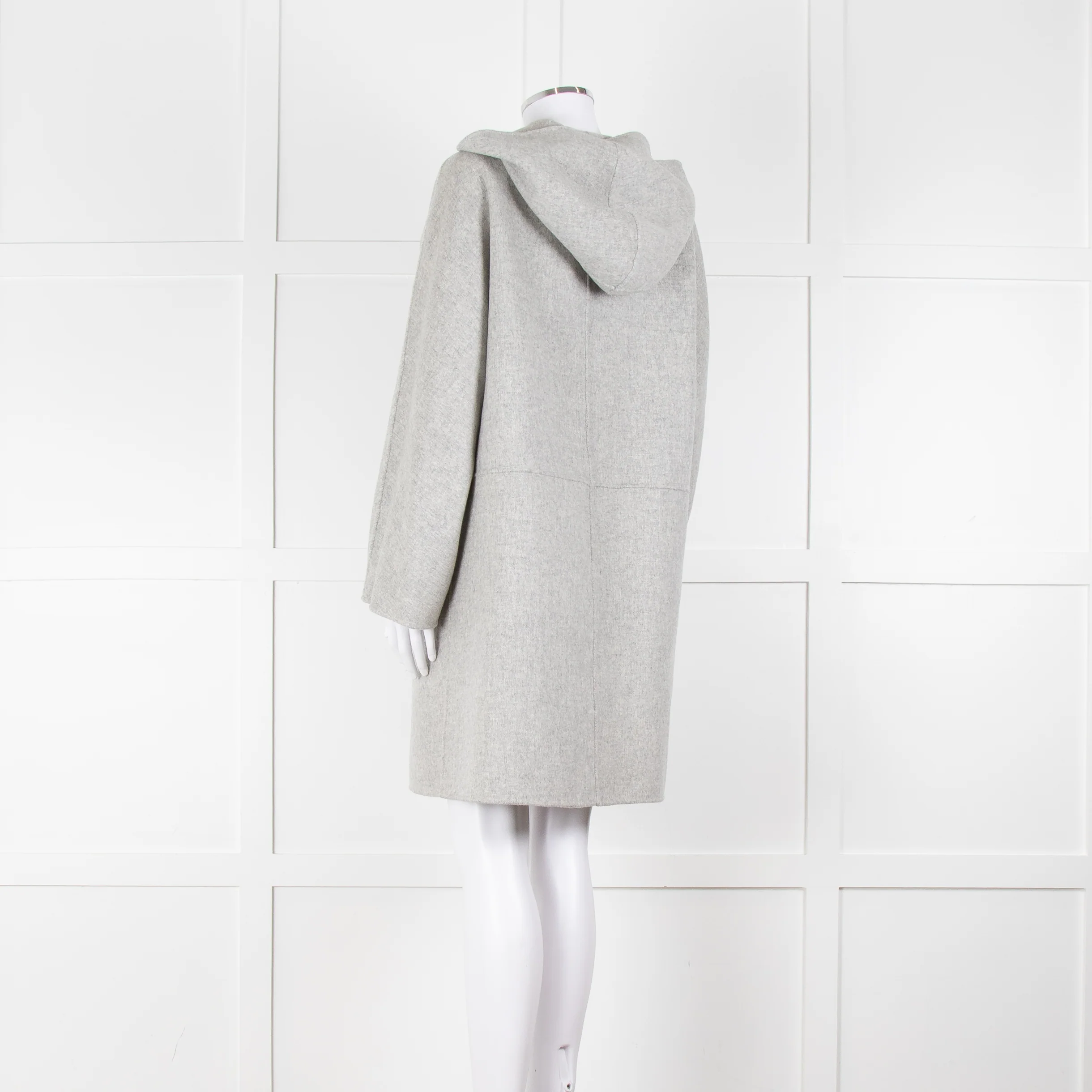 Weekend Max Mara Light Grey Wool Hooded Coat - Image 6