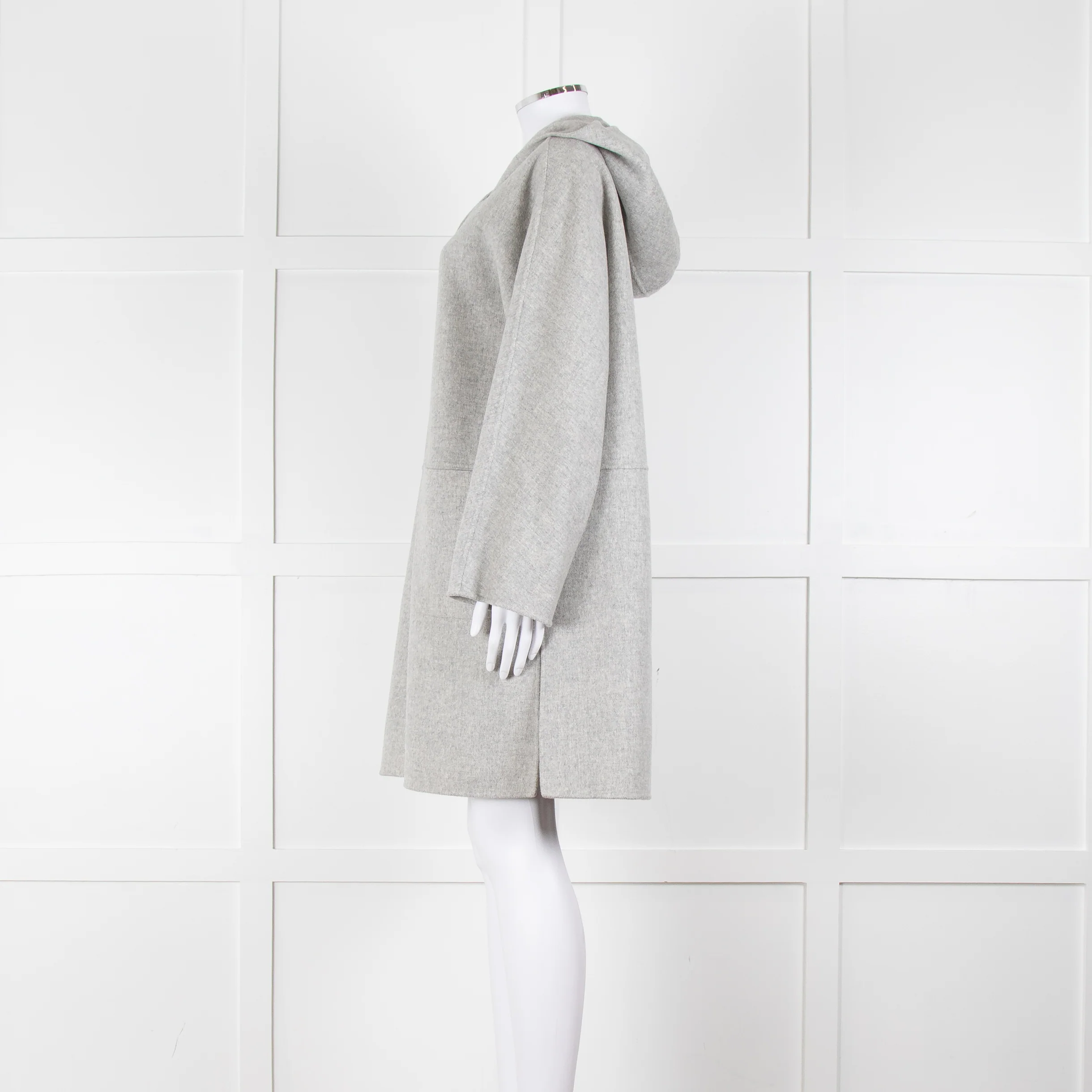 Weekend Max Mara Light Grey Wool Hooded Coat - Image 7