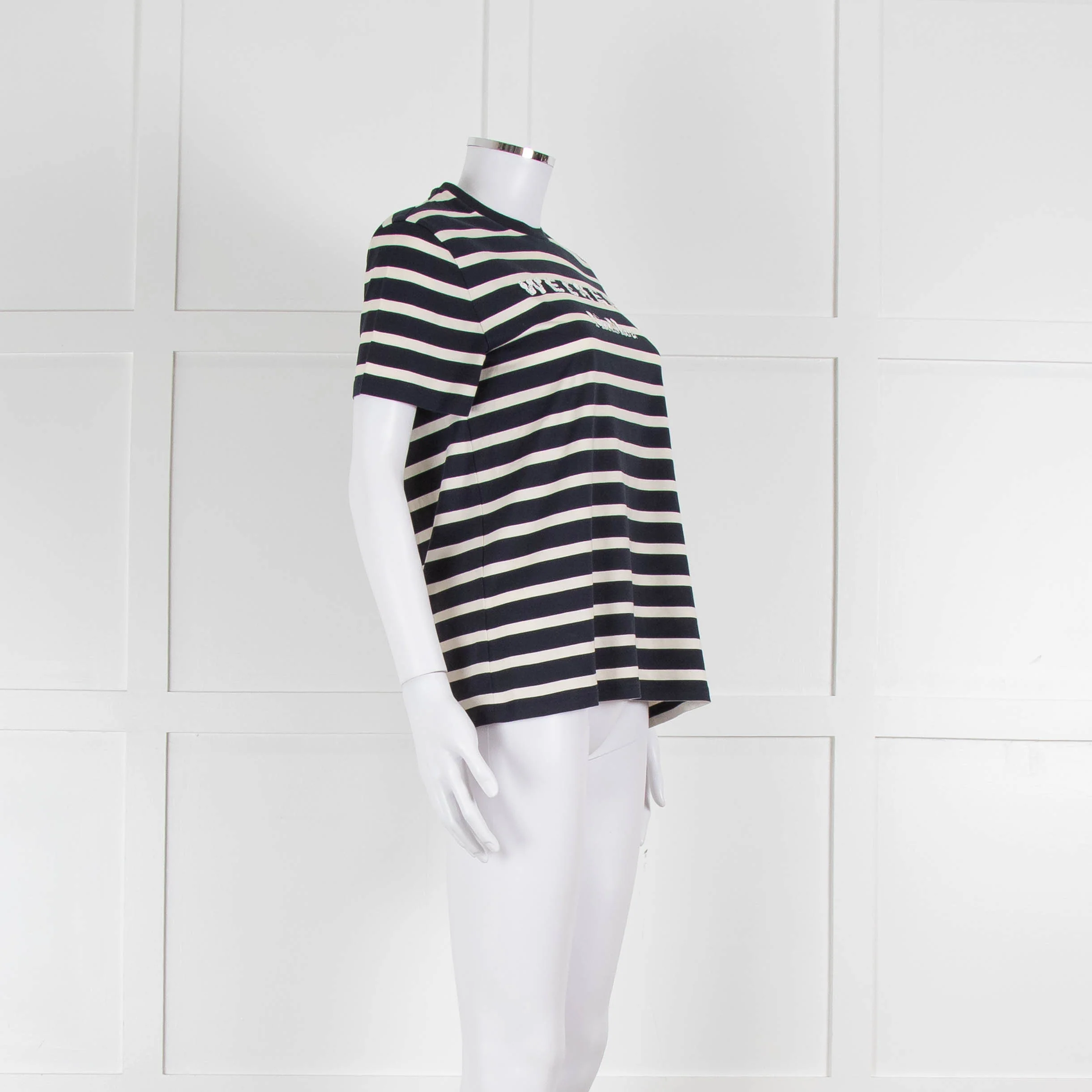 Weekend Max Mara Navy and Cream Round Neck T-Shirt - Image 2