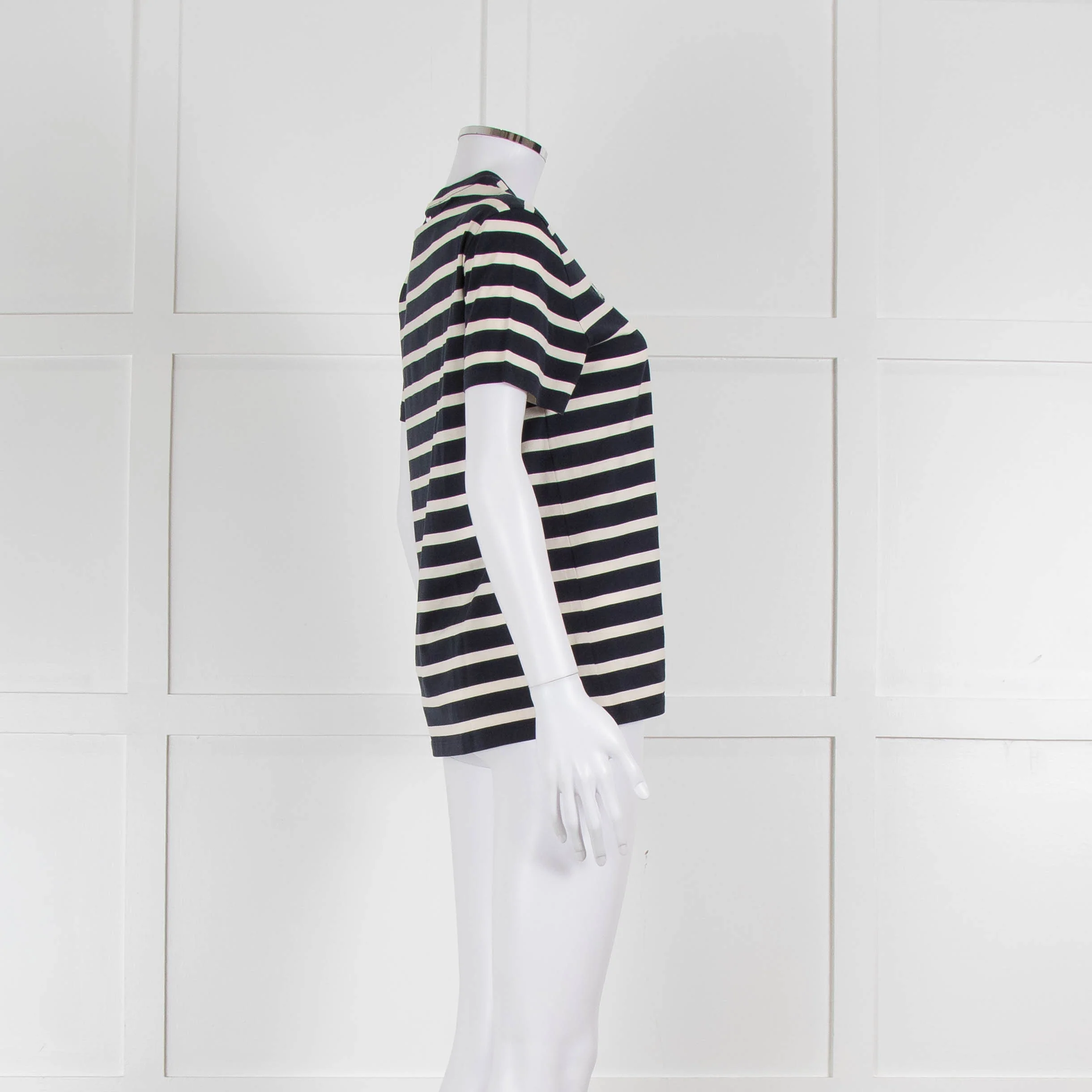 Weekend Max Mara Navy and Cream Round Neck T-Shirt - Image 3