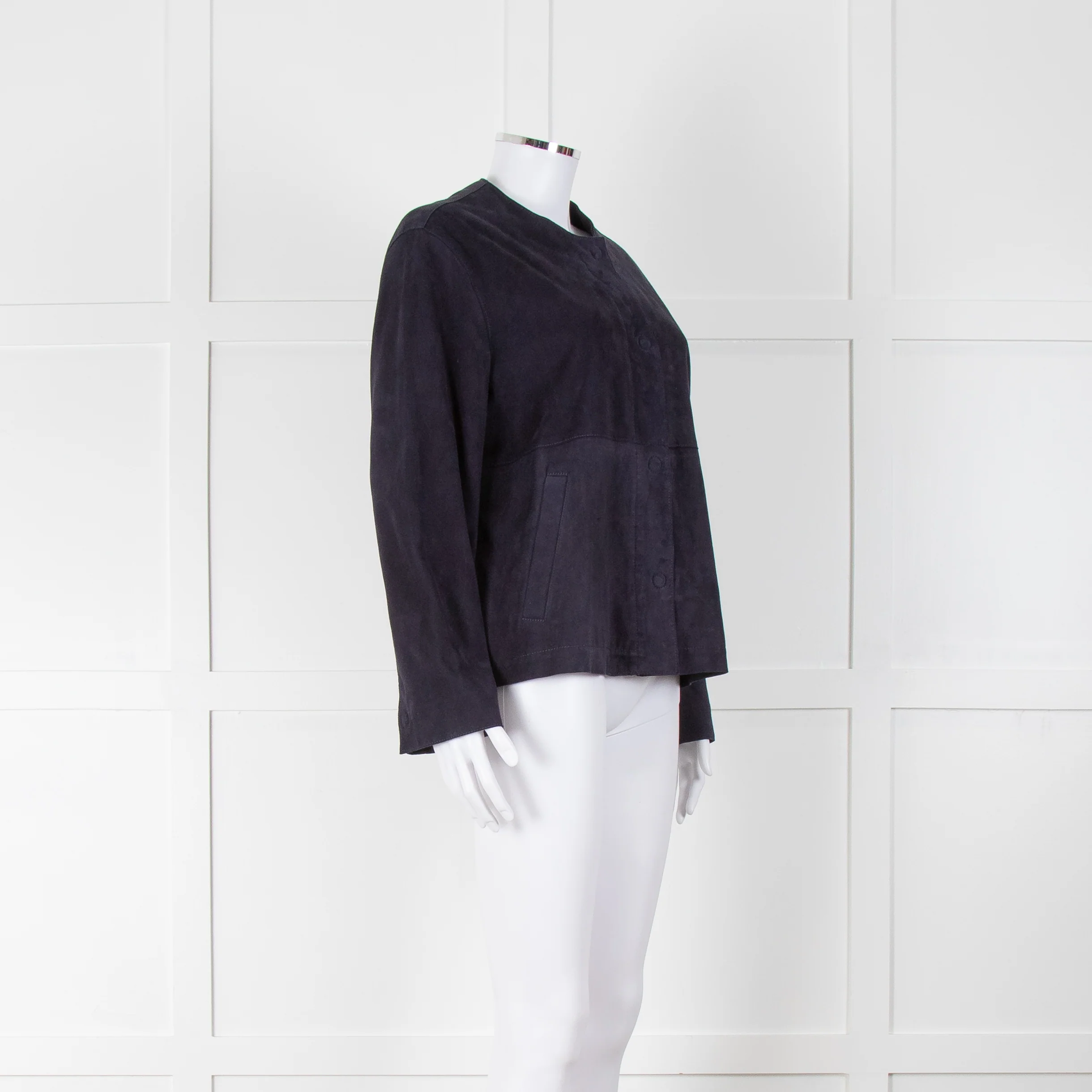 Weekend Max Mara Navy Blue Suede Jacket - Image 2