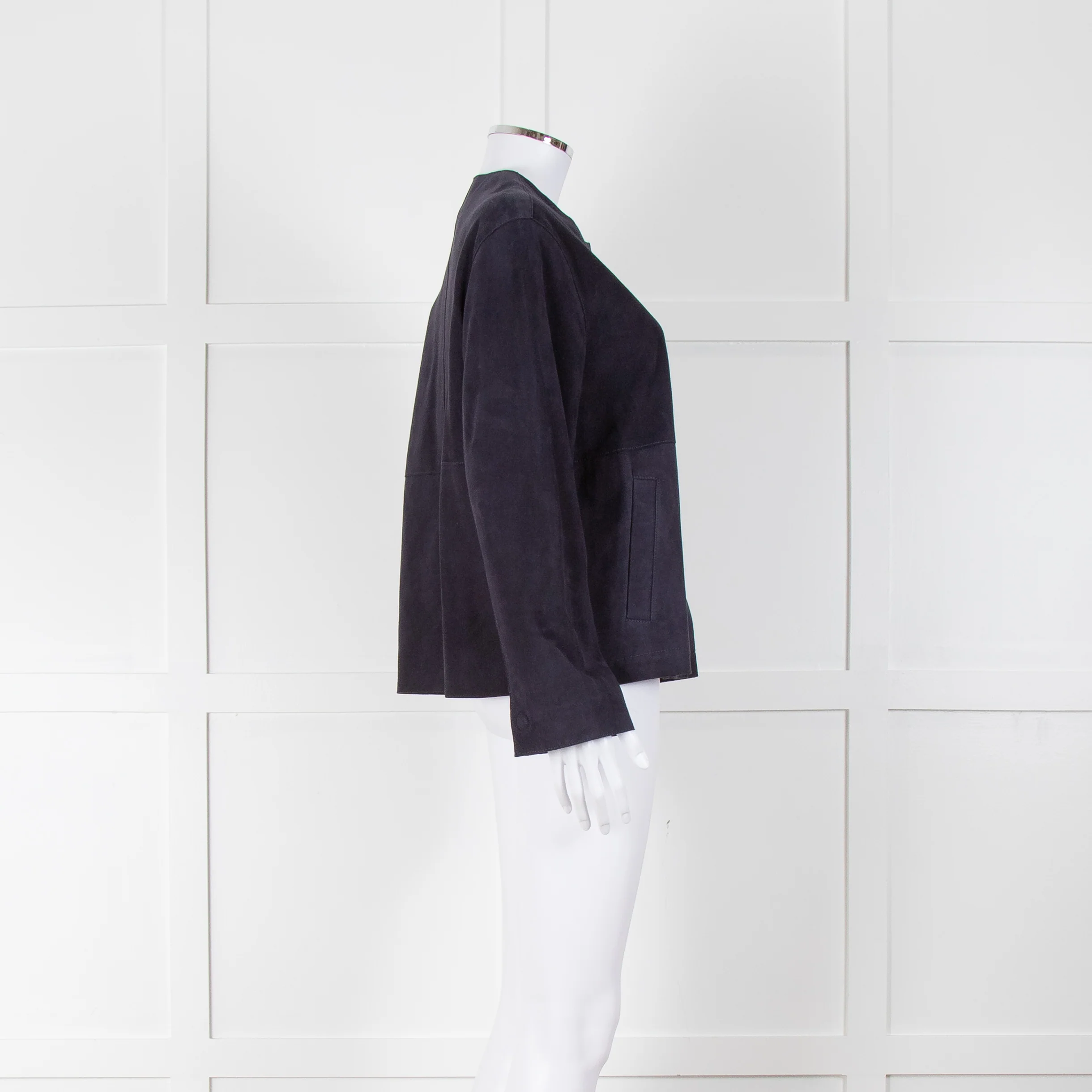 Weekend Max Mara Navy Blue Suede Jacket - Image 3