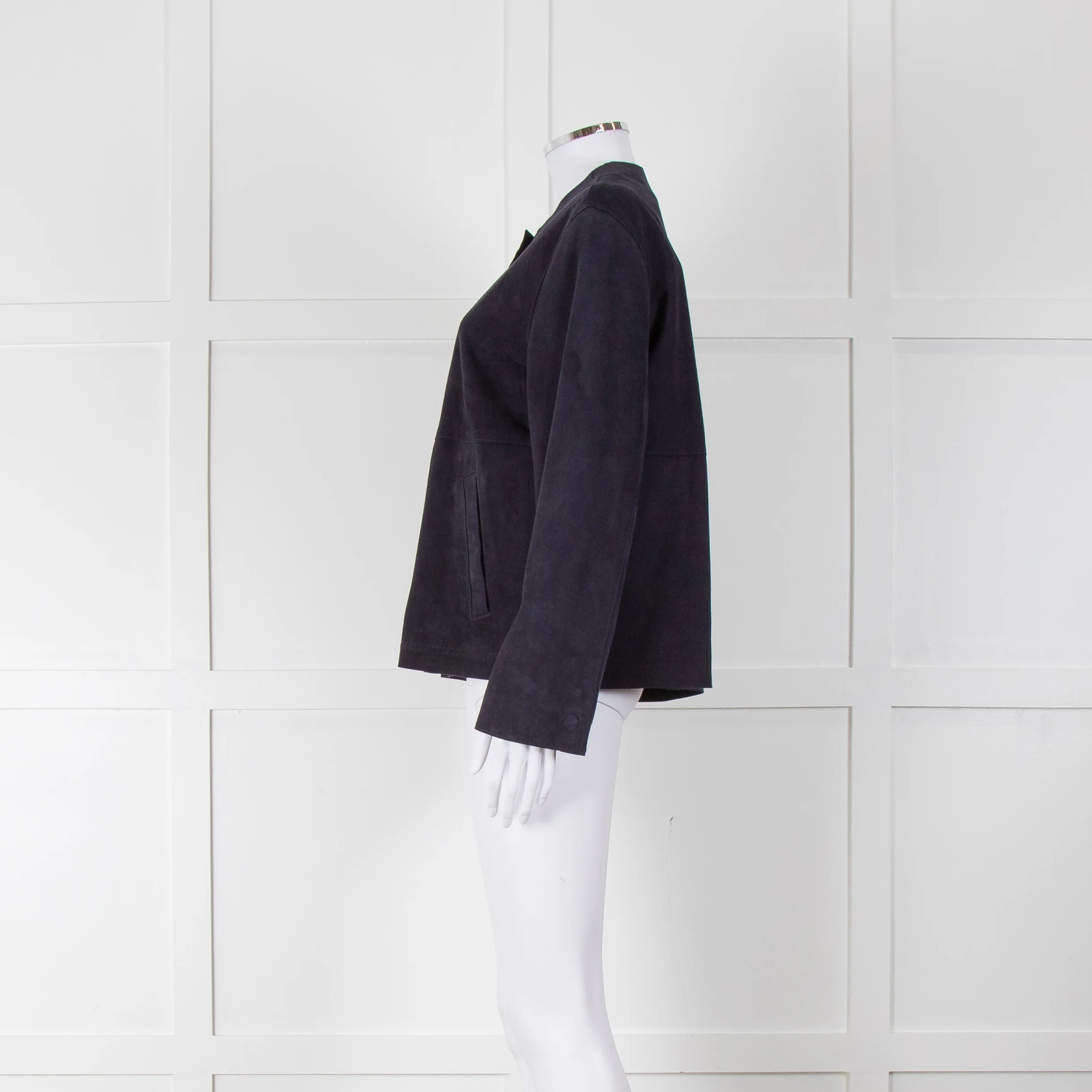 Weekend Max Mara Navy Blue Suede Jacket - Image 7