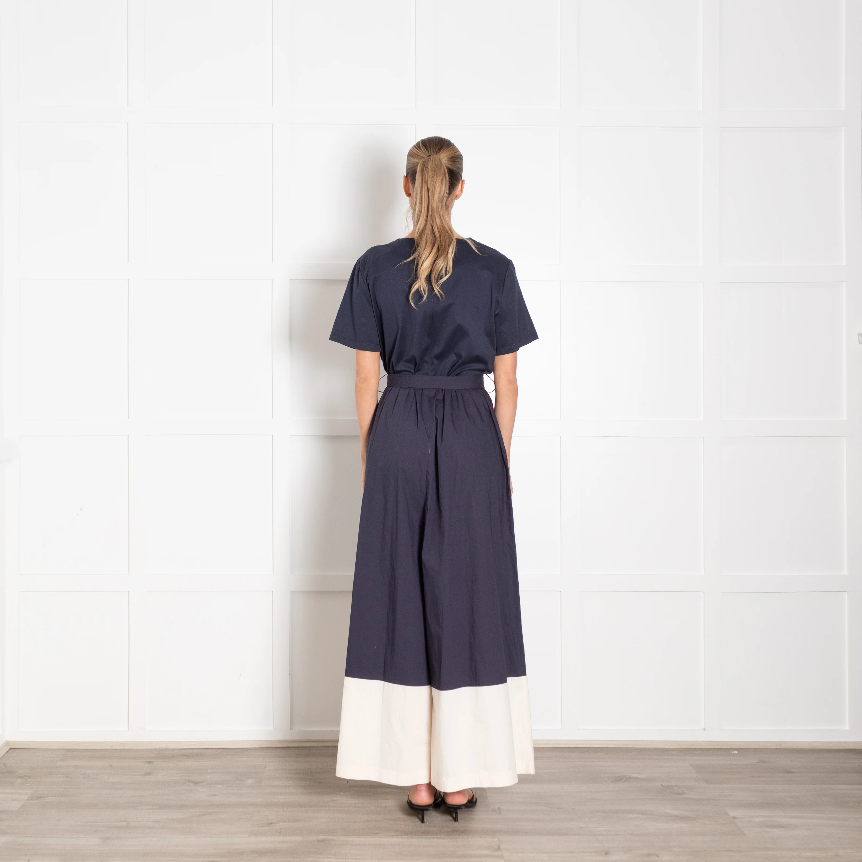 Weekend Max Mara Navy Cream Trim Cotton Jumpsuit - Image 5