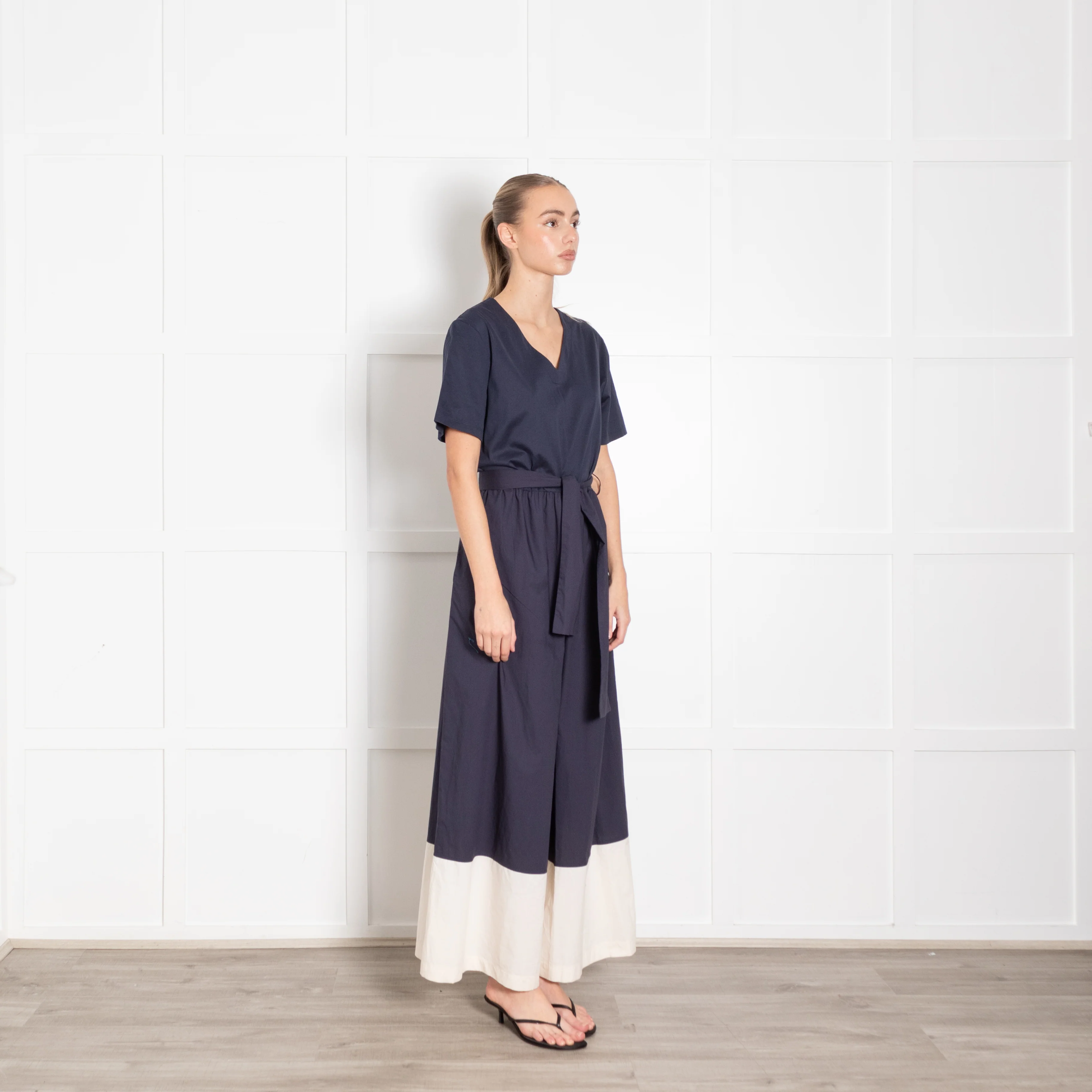 Weekend Max Mara Navy Cream Trim Cotton Jumpsuit - Image 7