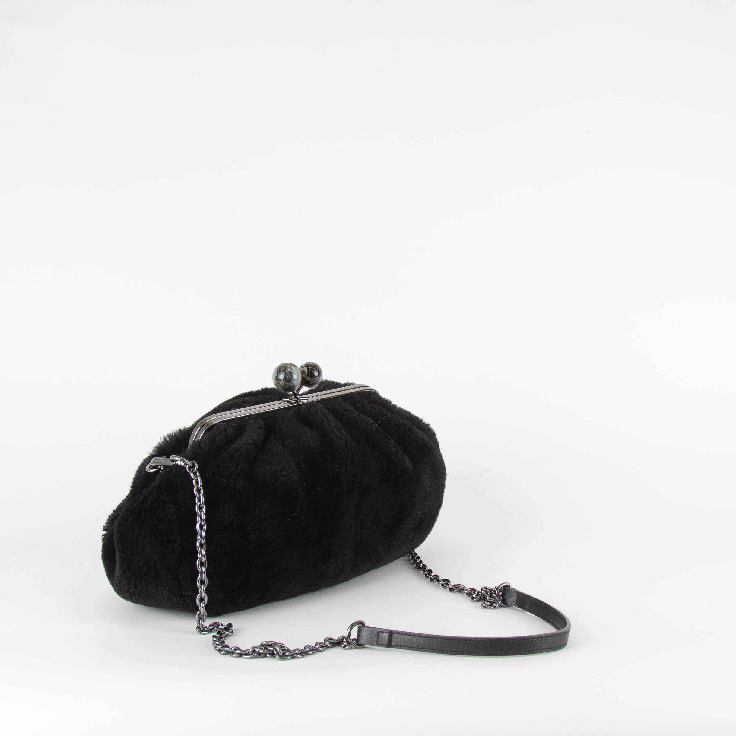 Weekend Max Mara Pasticcino Black Faux Fur Bag With Extra Chain Strap - Image 2