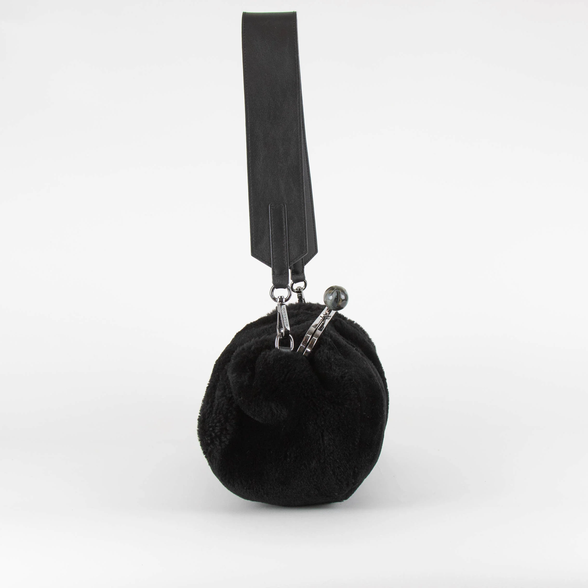 Weekend Max Mara Pasticcino Black Faux Fur Bag With Extra Chain Strap - Image 3