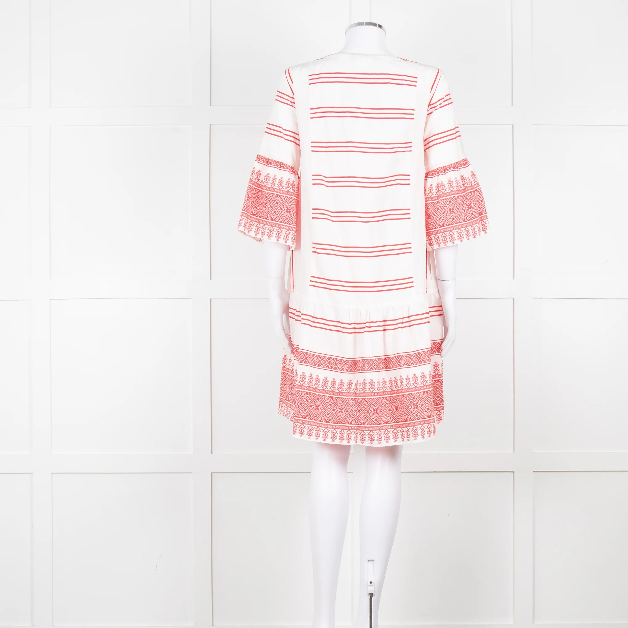 Weekend Max Mara White Red Stripes+Print  Silk Blend Dress - Image 5