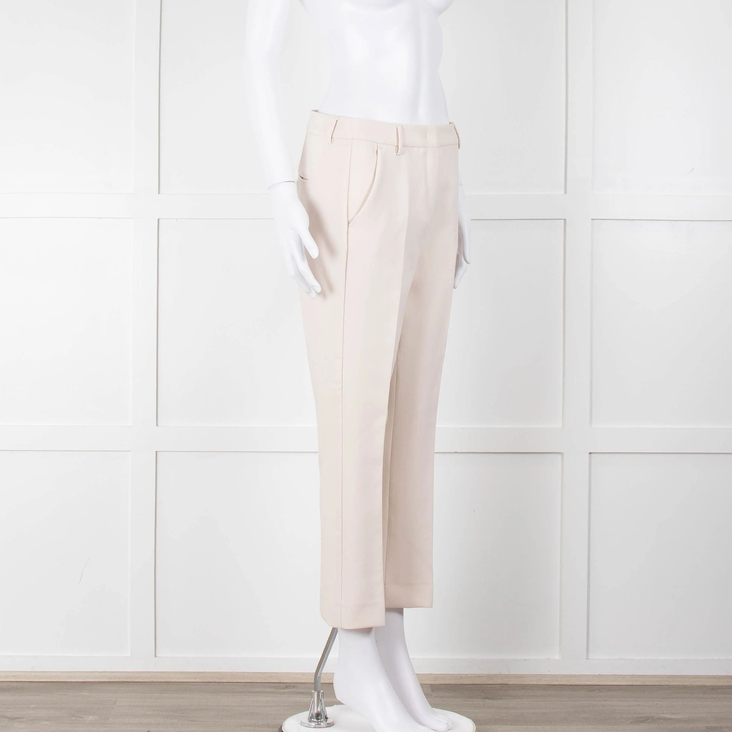Weekend Maxmara Beige Soft Twill Cigarette Trousers - Image 2