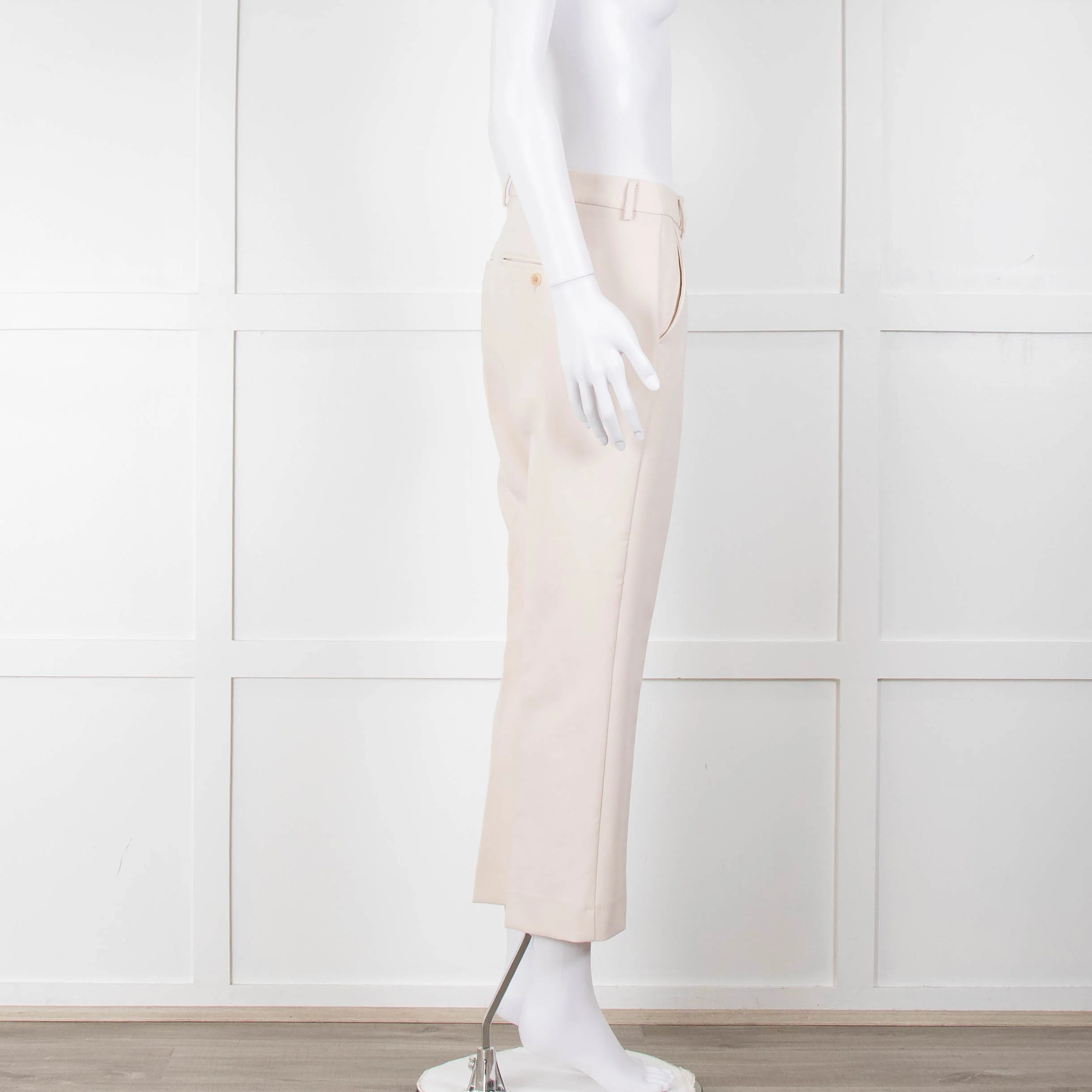 Weekend Maxmara Beige Soft Twill Cigarette Trousers - Image 3