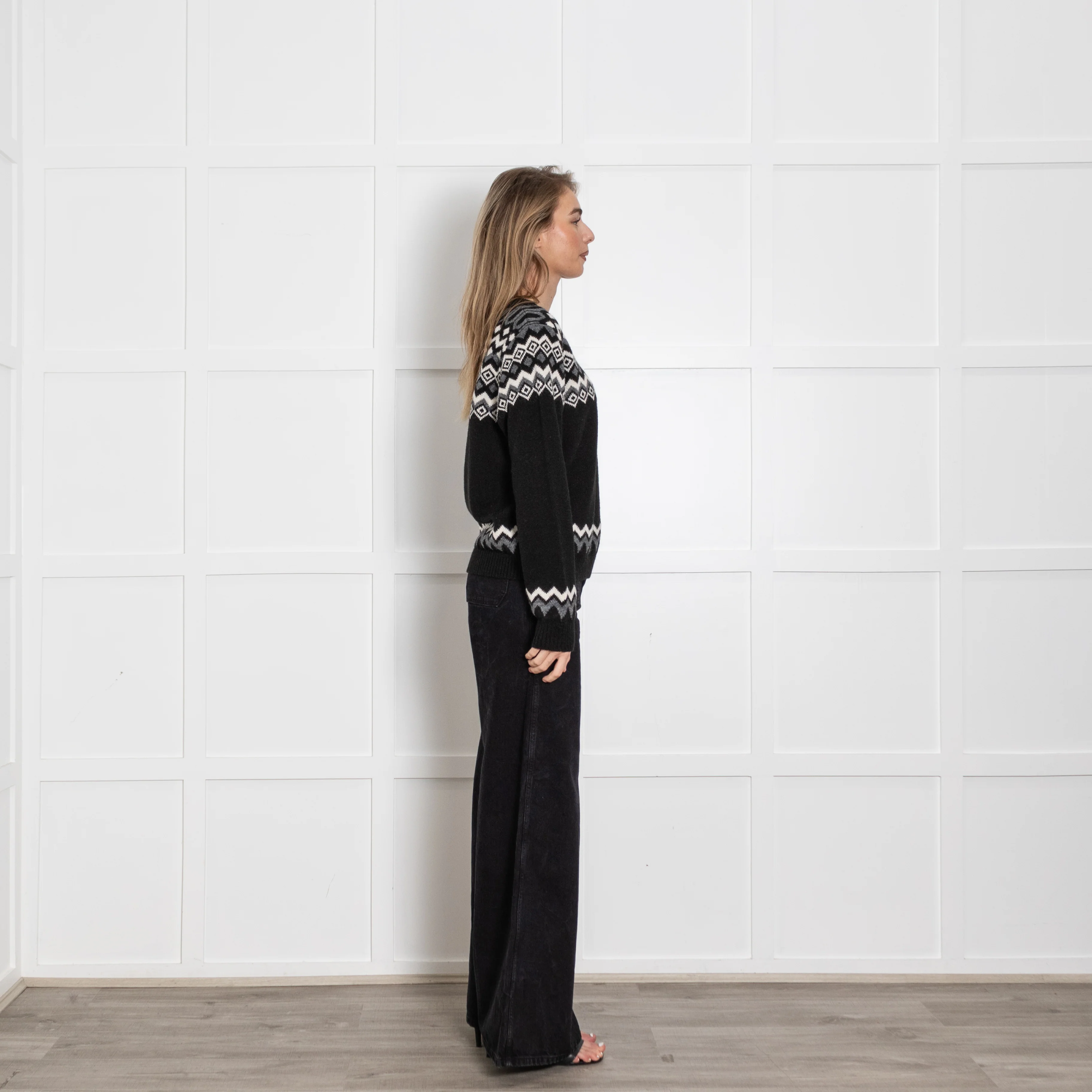 Weekend Maxmara Black Grey White FairIsle Jumper - Image 6