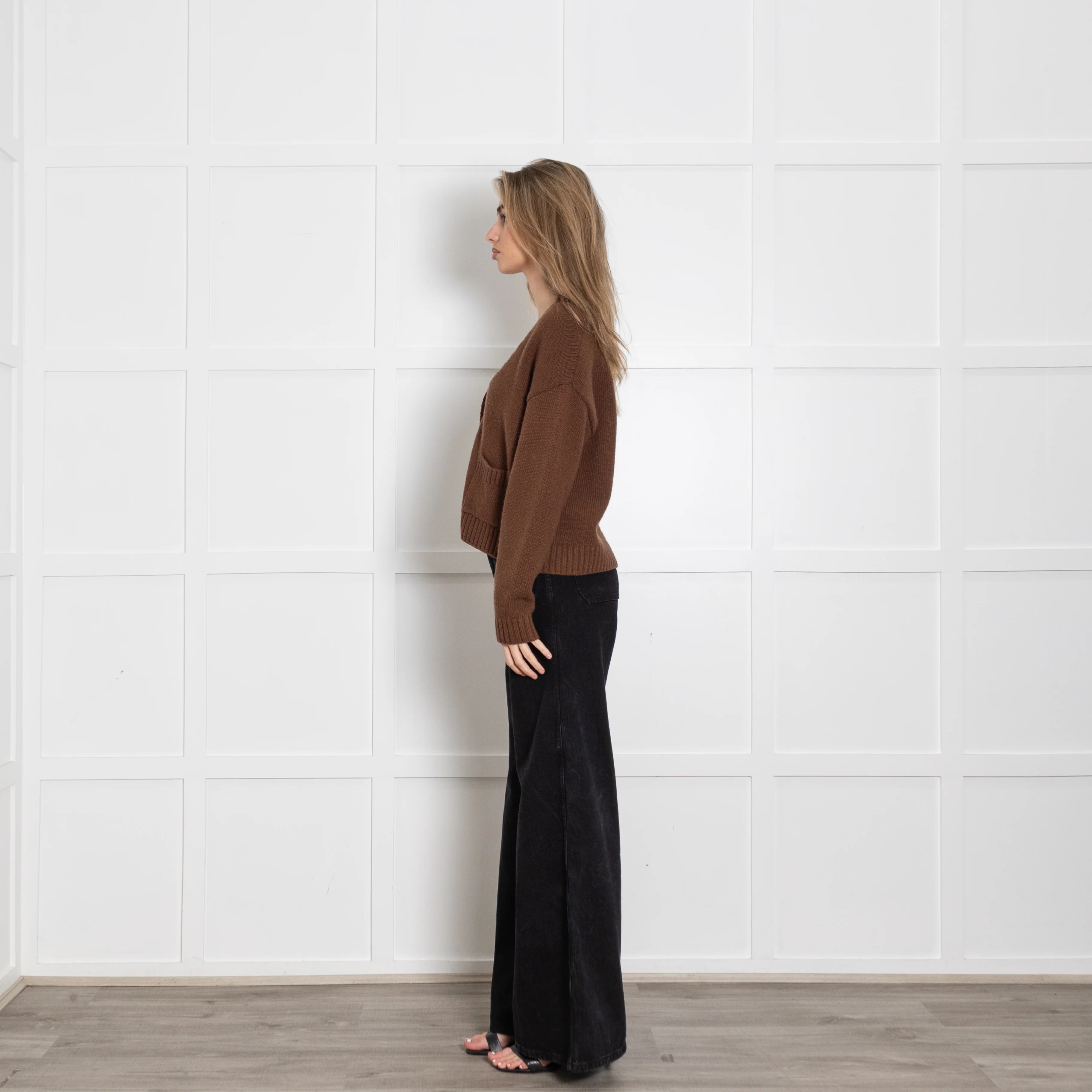 Weekend Maxmara Brown V Neck Cashmere Cardigan - Image 4
