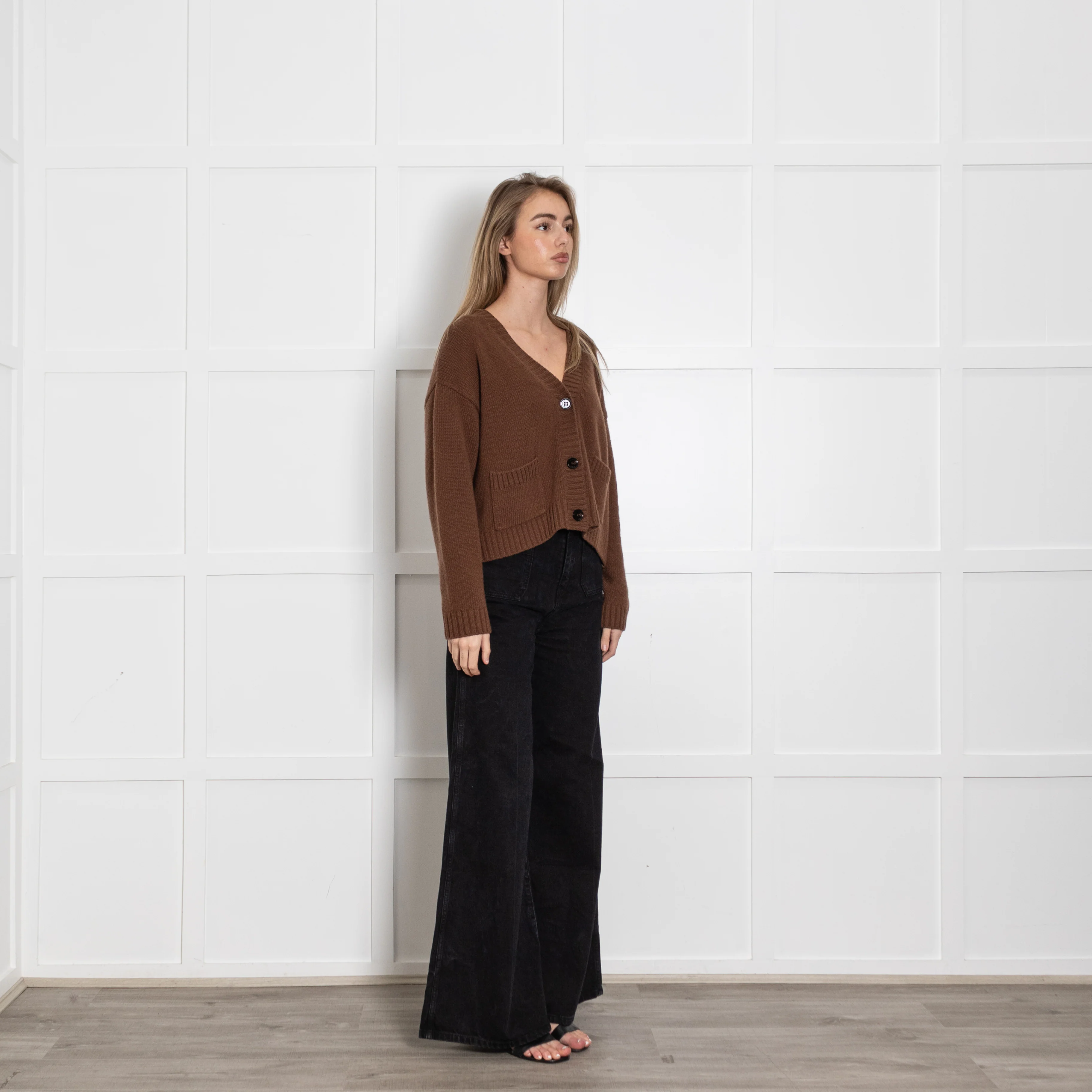 Weekend Maxmara Brown V Neck Cashmere Cardigan - Image 7